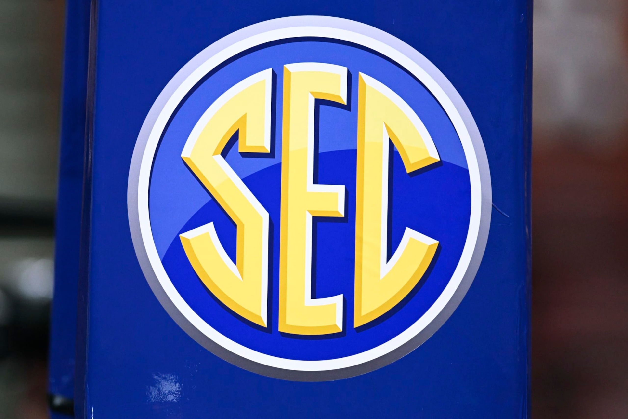 GREENVILLE, SOUTH CAROLINA - MARCH 01: The SEC logo is seen before the Texas A&M Aggies play the Vanderbilt Commodores for the first round of the SEC Women's Basketball Tournament at Bon Secours Wellness Arena on March 01, 2023 in Greenville, South Carolina. (Photo by Eakin Howard/Getty Images) GREENVILLE, SOUTH CAROLINA - MARCH 01: The SEC logo is seen before the Texas A&M Aggies play the Vanderbilt Commodores for the first round of the SEC Women's Basketball Tournament at Bon Secours Wellness Arena on March 01, 2023 in Greenville, South Carolina. (Photo by Eakin Howard/Getty Images)