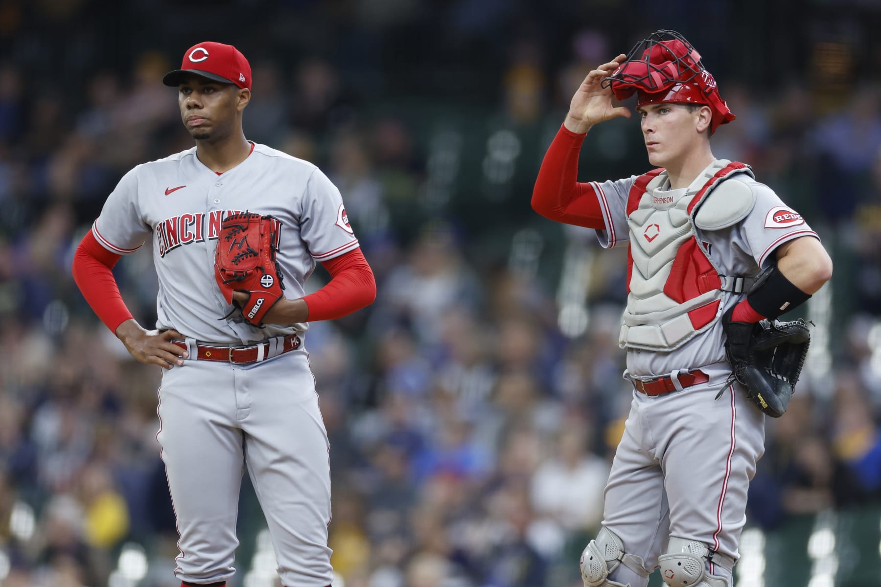 Hunter Greene (L) and Tyler Stephenson (R), Cincinnati Reds