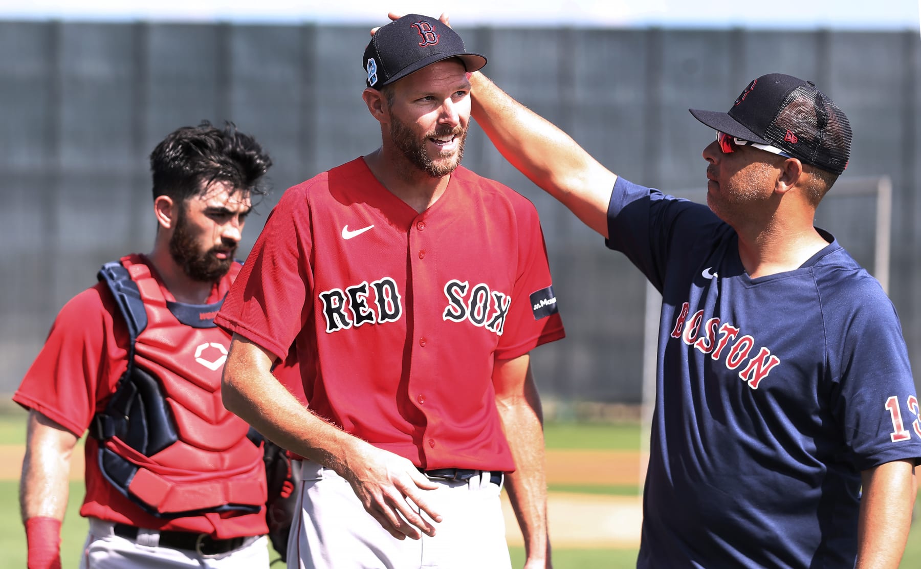 Connor Wong (L), Chris Sale (C) and Alex Cora (R), Boston Red Sox