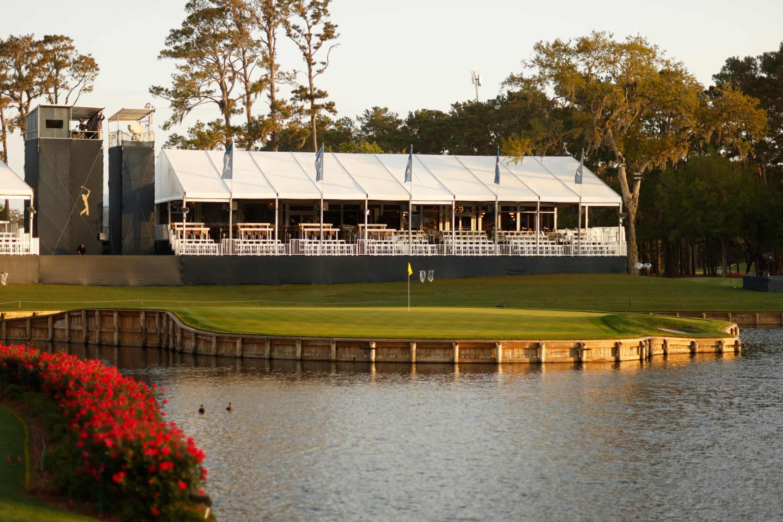 PONTE VEDRA BEACH, FLORIDA - MARCH 08: A general view of the 17th green is seen during a practice round prior to THE PLAYERS Championship on THE PLAYERS Stadium Course at TPC Sawgrass on March 08, 2023 in Ponte Vedra Beach, Florida. (Photo by Mike Ehrmann/Getty Images)