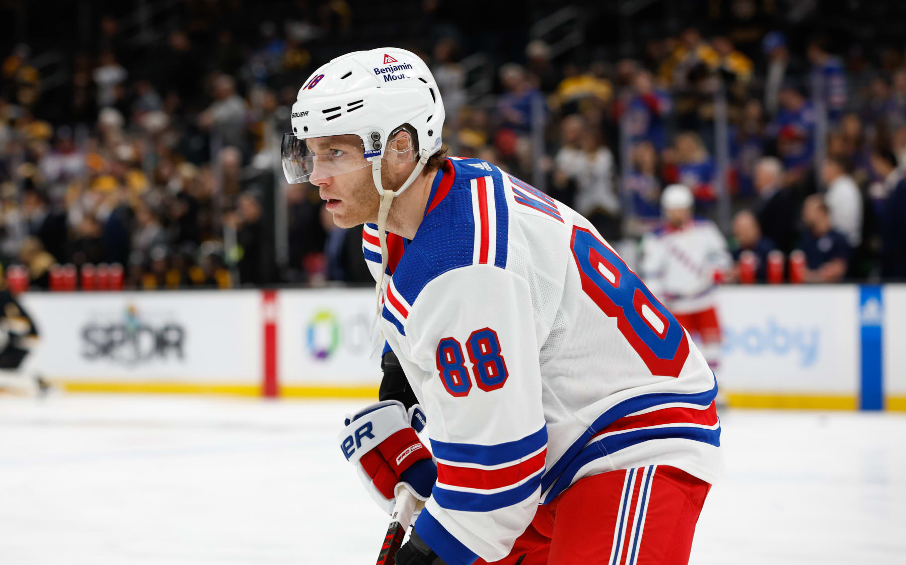 BOSTON, MA - MARCH 4: Patrick Kane #88 of the New York Rangers warms up before a game against the Boston Bruins at the TD Garden on March 4, 2023 in Boston, Massachusetts. (Photo by Richard T Gagnon/Getty Images)