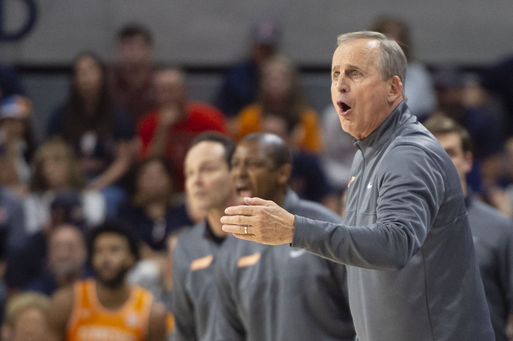 AUBURN, ALABAMA - MARCH 04: Head coach Rick Barnes of the Tennessee Volunteers during their game against the Auburn Tigers at Neville Arena on March 04, 2023 in Auburn, Alabama. (Photo by Michael Chang/Getty Images)
