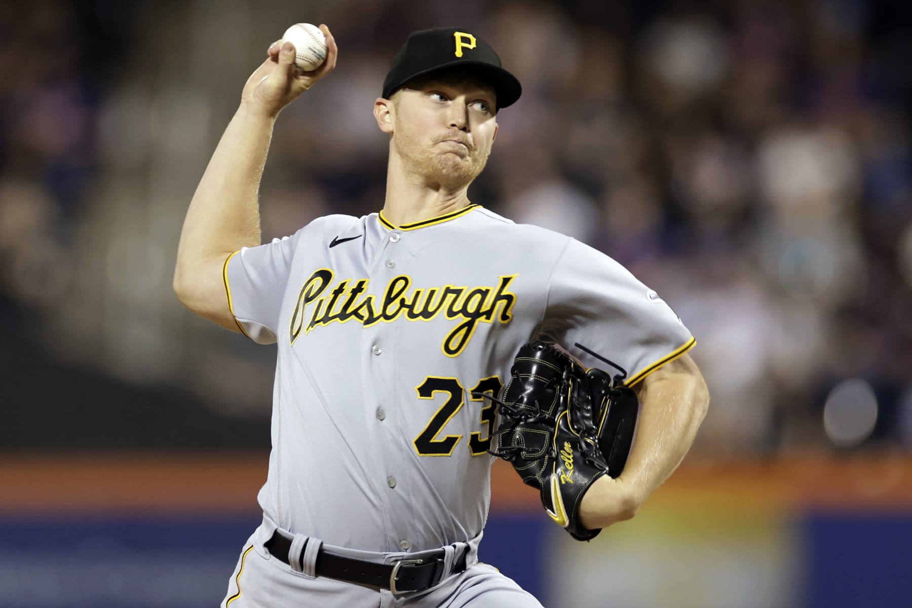 NEW YORK, NY - SEPTEMBER 16: Mitch Keller #23 of the Pittsburgh Pirates pitches during the second inning against the New York Mets at Citi Field on September 16, 2022 in the Queens borough of New York City. (Photo by Adam Hunger/Getty Images)