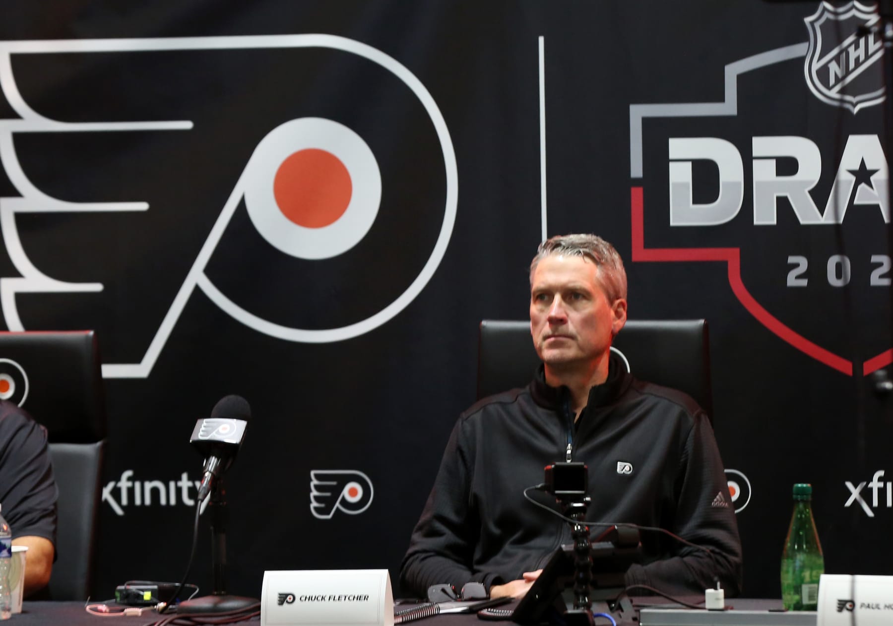 VOORHEES, NEW JERSEY - JULY 23: General manager Chuck Fletcher of the Philadelphia Flyers attends the first round of the 2021 NHL Entry Draft at Flyers Training Center on July 23, 2021 in Voorhees, New Jersey. (Photo by Carlee Calfee/NHLI via Getty Images)