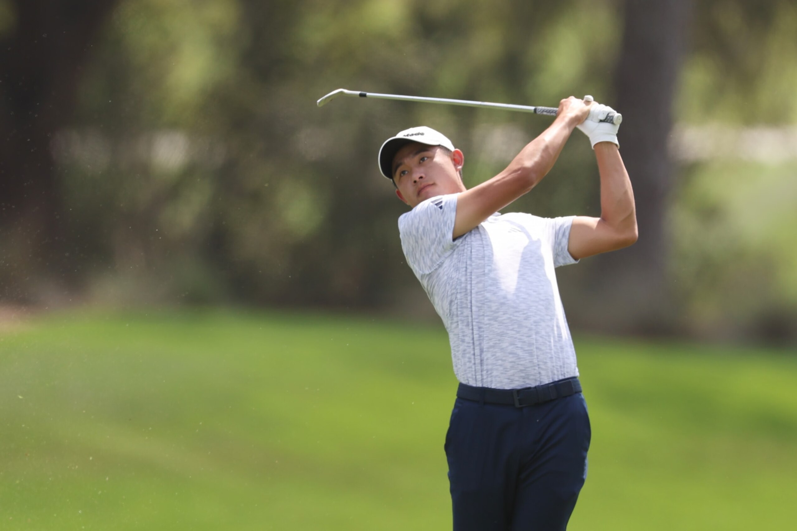 PONTE VEDRA BEACH, FLORIDA - MARCH 10: Collin Morikawa of the United States plays an approach shot on the first hole during the second round of THE PLAYERS Championship on THE PLAYERS Stadium Course at TPC Sawgrass on March 10, 2023 in Ponte Vedra Beach, Florida. (Photo by Richard Heathcote/Getty Images)