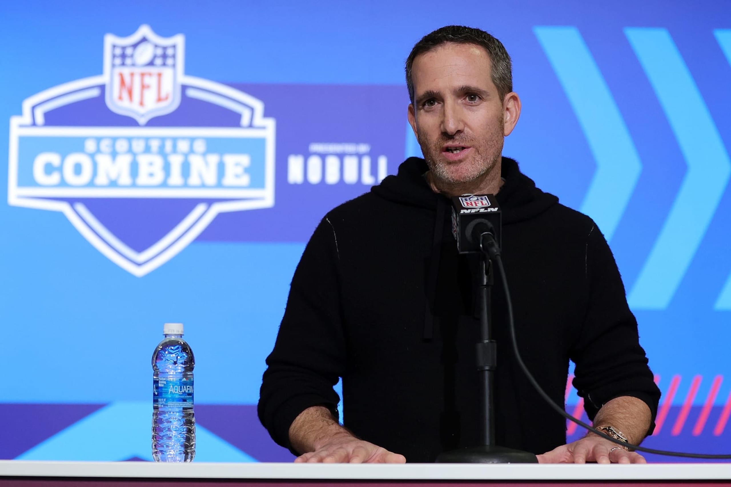 INDIANAPOLIS, INDIANA - FEBRUARY 28: General manager Howie Roseman of the Philadelphia Eagles speaks to the media during the NFL Combine at the Indiana Convention Center on February 28, 2023 in Indianapolis, Indiana. (Photo by Stacy Revere/Getty Images)