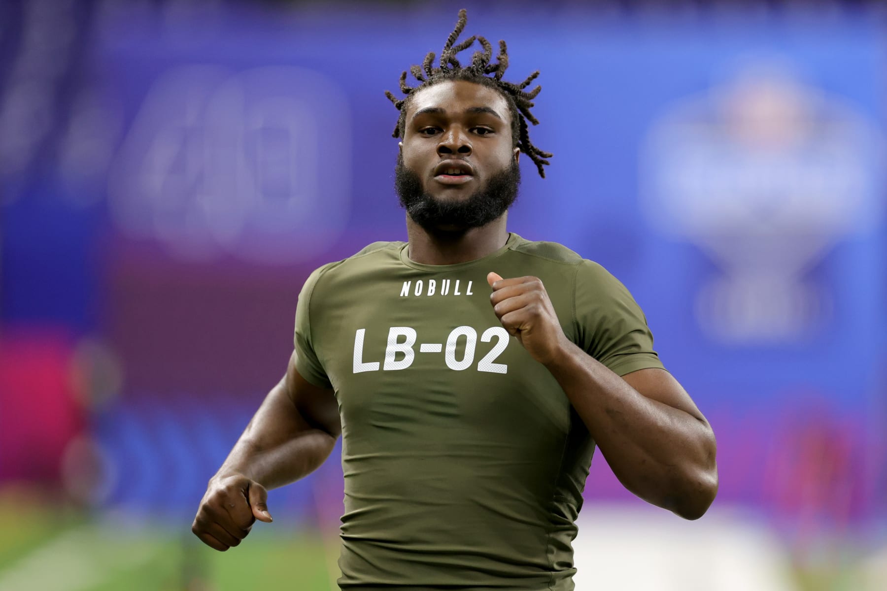 INDIANAPOLIS, INDIANA - MARCH 02: Linebacker Will Anderson of Alabama participates in the 40-yard dash during the NFL Combine at Lucas Oil Stadium on March 02, 2023 in Indianapolis, Indiana. (Photo by Stacy Revere/Getty Images)