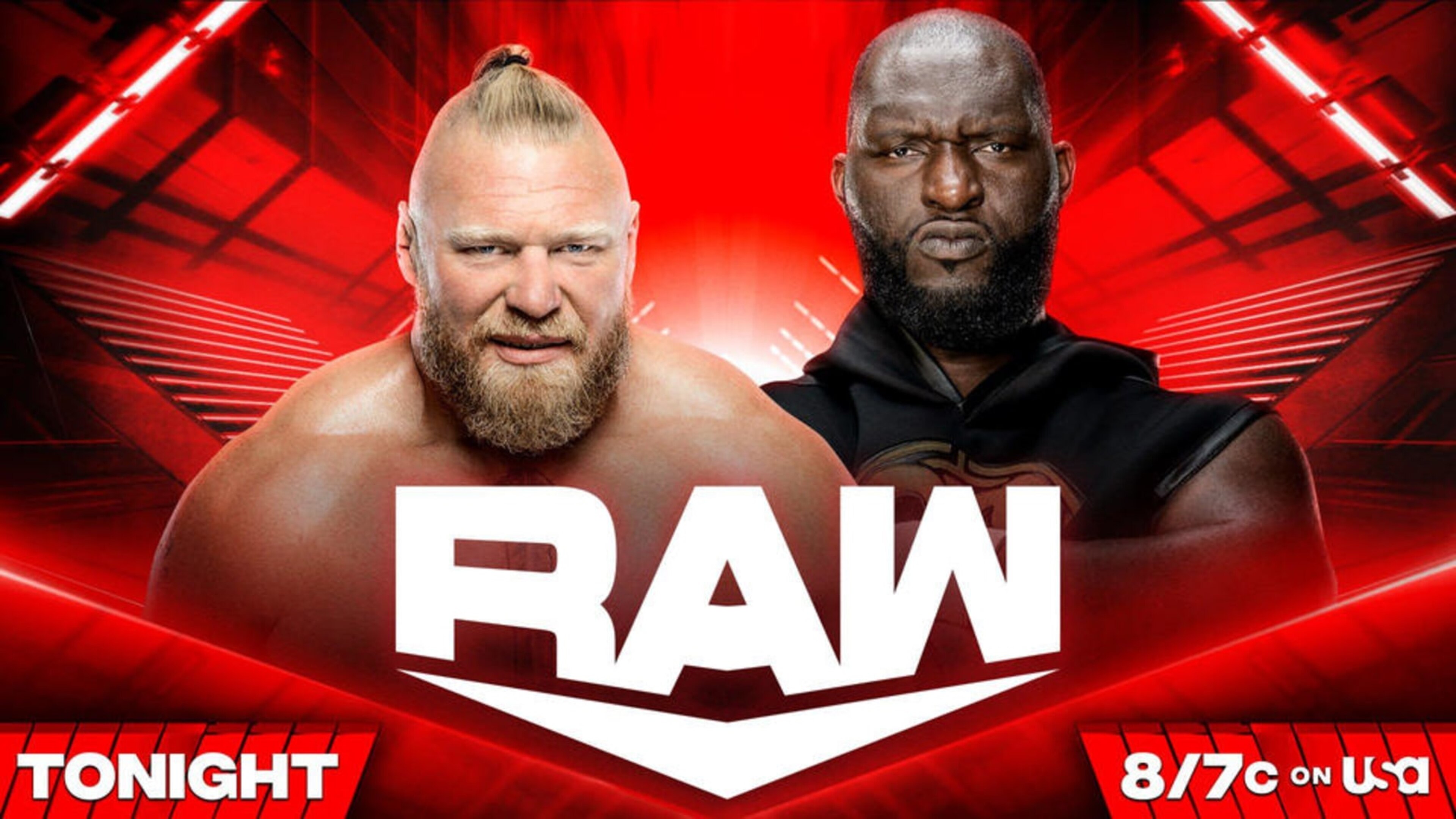 Brock Lesnar and Omos. Brock Lesnar and Omos.