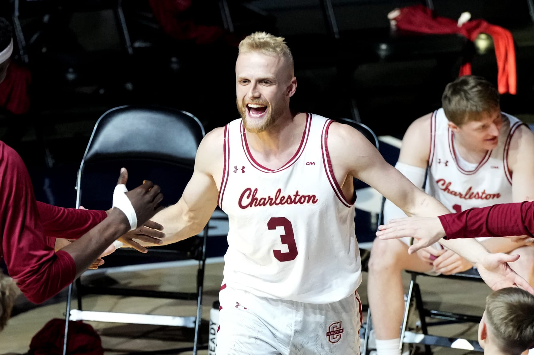WASHINGTON, DC - MARCH 07:  Dalton Bolon #3 of the Charleston Cougars is introduced before the CAA Men's Basketball Championship game against the North Carolina-Wilmington Seahawks at the Entertainment & Sports Arena on March 7, 2023 in Washington, DC.  (Photo by Mitchell Layton/Getty Images)