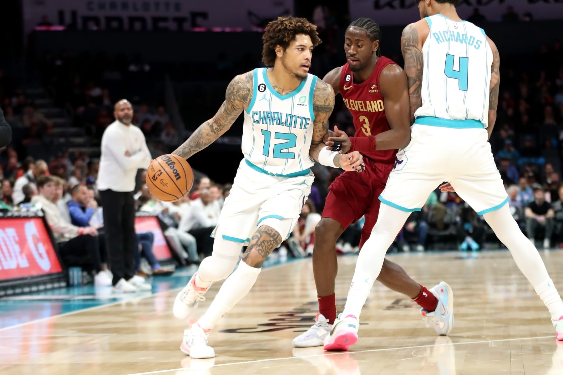 Kelly Oubre, Caris LeVert and Nick Richards