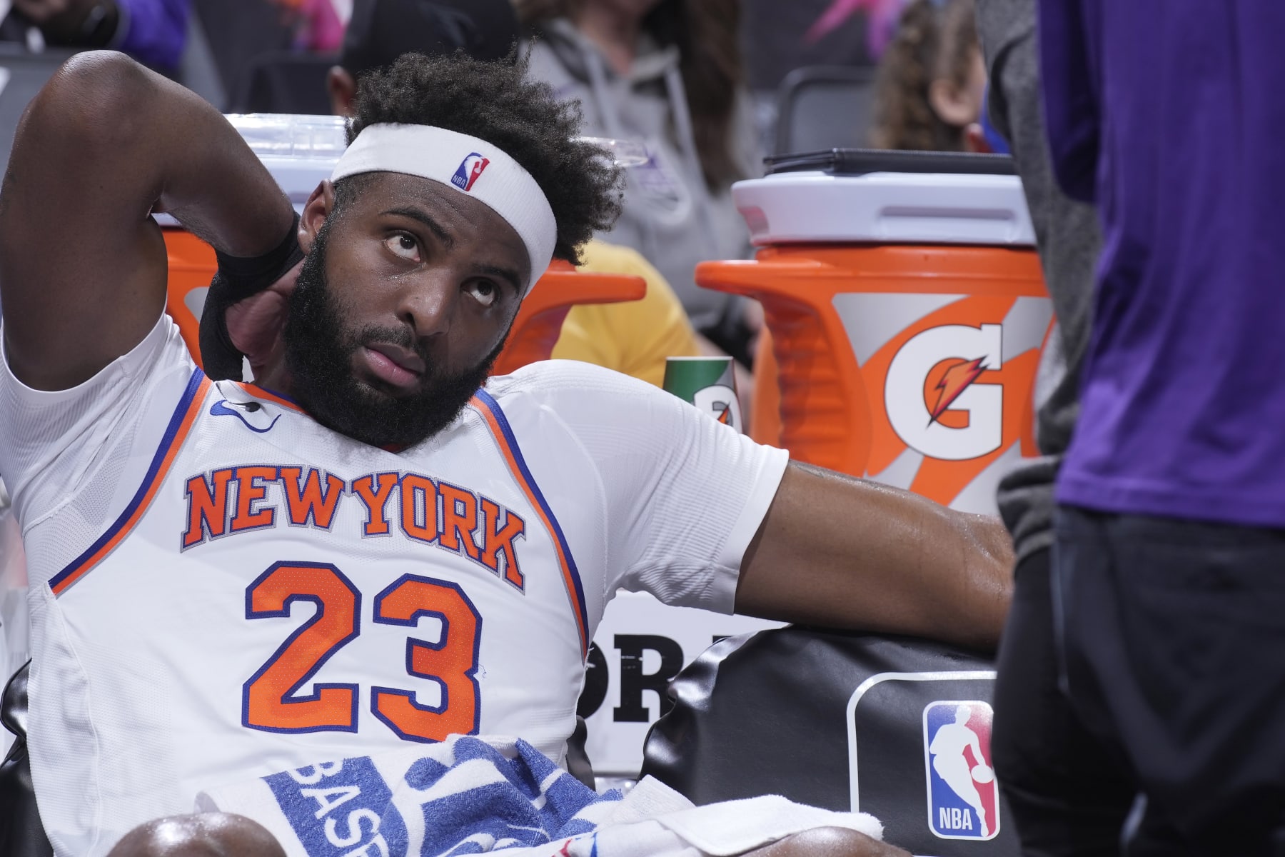 SACRAMENTO, CA - MARCH 9: Mitchell Robinson #23 of the New York Knicks looks on during the game against the Sacramento Kings on March 9, 2023 at Golden 1 Center in Sacramento, California. NOTE TO USER: User expressly acknowledges and agrees that, by downloading and or using this photograph, User is consenting to the terms and conditions of the Getty Images Agreement. Mandatory Copyright Notice: Copyright 2023 NBAE (Photo by Rocky Widner/NBAE via Getty Images)