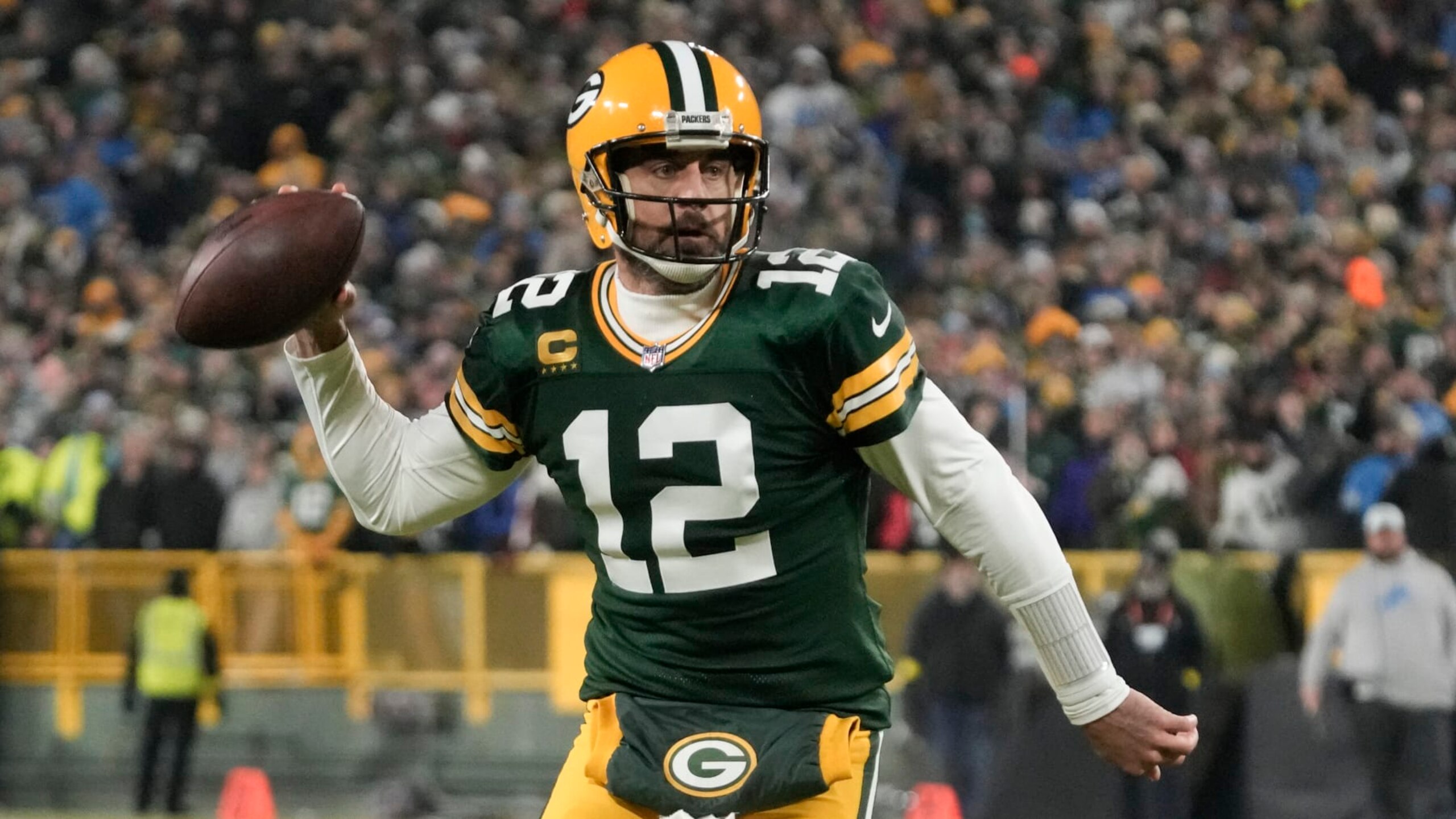 Green Bay Packers' Aaron Rodgers during the first half of an NFL football game against the Detroit LionsSunday, Jan. 8, 2023, in Green Bay, Wis. (AP Photo/Morry Gash) Green Bay Packers' Aaron Rodgers during the first half of an NFL football game against the Detroit LionsSunday, Jan. 8, 2023, in Green Bay, Wis. (AP Photo/Morry Gash)