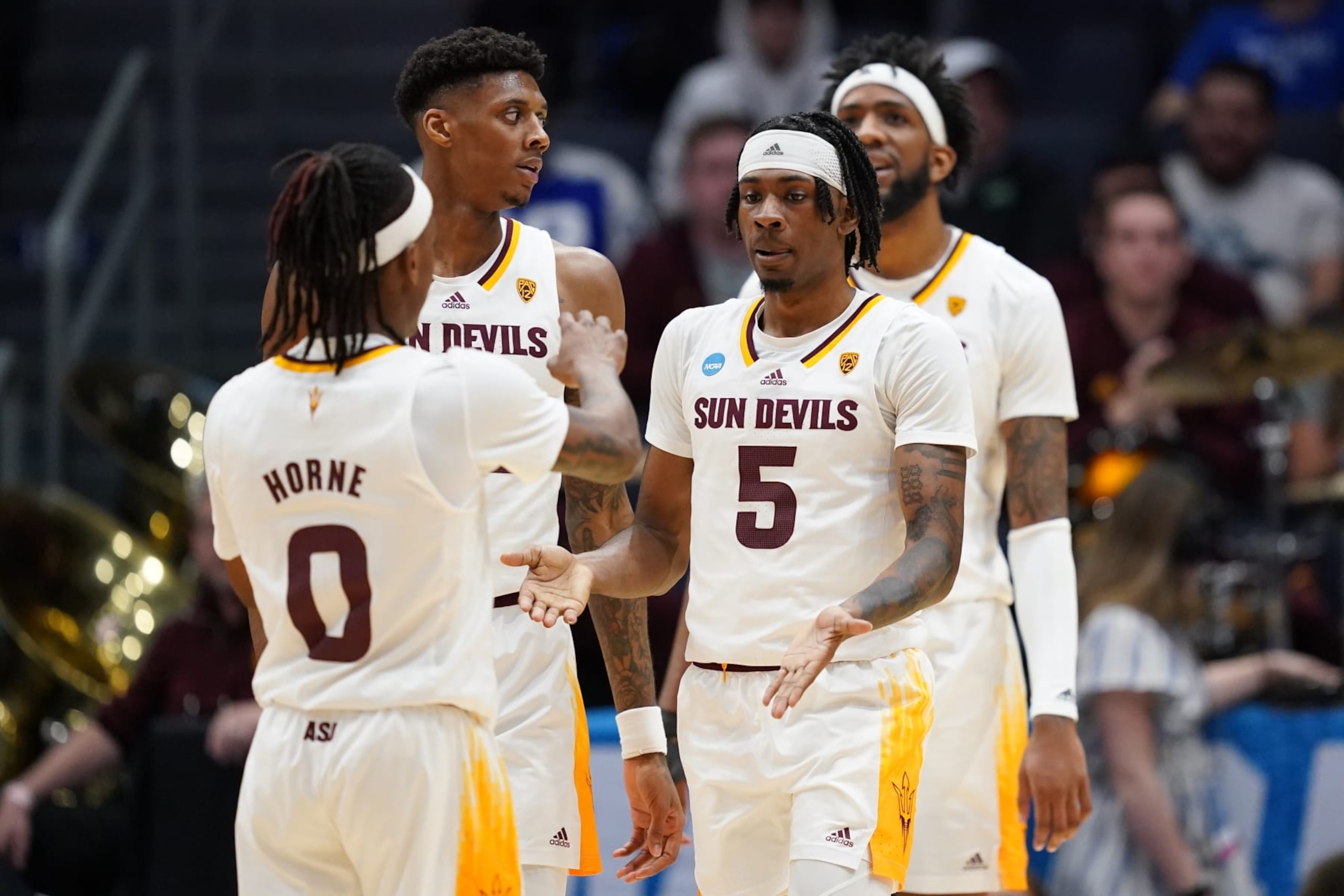 DAYTON, OHIO - MARCH 15: Jamiya Neal #5 of the Arizona State Sun Devils reacts during the second half against the Nevada Wolf Pack in the First Four game of the NCAA Men's Basketball Tournament at University of Dayton Arena on March 15, 2023 in Dayton, Ohio. (Photo by Dylan Buell/Getty Images) DAYTON, OHIO - MARCH 15: Jamiya Neal #5 of the Arizona State Sun Devils reacts during the second half against the Nevada Wolf Pack in the First Four game of the NCAA Men's Basketball Tournament at University of Dayton Arena on March 15, 2023 in Dayton, Ohio. (Photo by Dylan Buell/Getty Images)