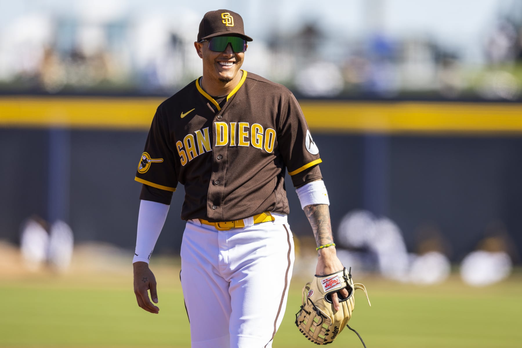 SAN DIEGO, CA - FEBRUARY 27: Manny Machado #13 of the San Diego Padres looks on during the game between the Los Angeles Dodgers and the San Diego Padres at Petco Park on Monday, February 27, 2023 in San Diego, California. (Photo by Adam Glanzman/MLB Photos via Getty Images) SAN DIEGO, CA - FEBRUARY 27: Manny Machado #13 of the San Diego Padres looks on during the game between the Los Angeles Dodgers and the San Diego Padres at Petco Park on Monday, February 27, 2023 in San Diego, California. (Photo by Adam Glanzman/MLB Photos via Getty Images)