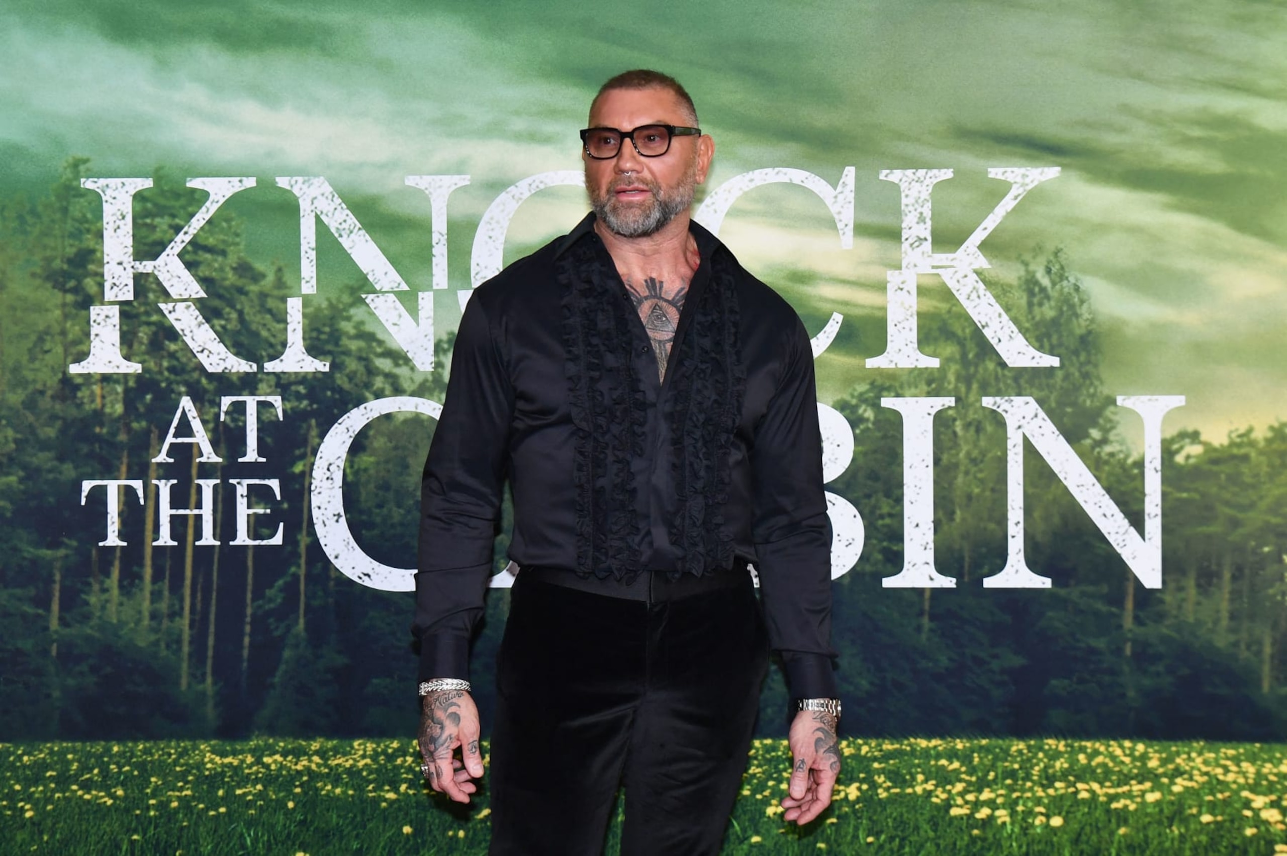 US actor Dave Bautista arrives for the world premiere of Universal Pictures' "Knock at the Cabin", at Jazz at Lincoln Centers Frederick P. Rose Hall in New York City on January 30, 2023. (Photo by ANGELA WEISS / AFP) (Photo by ANGELA WEISS/AFP via Getty Images)