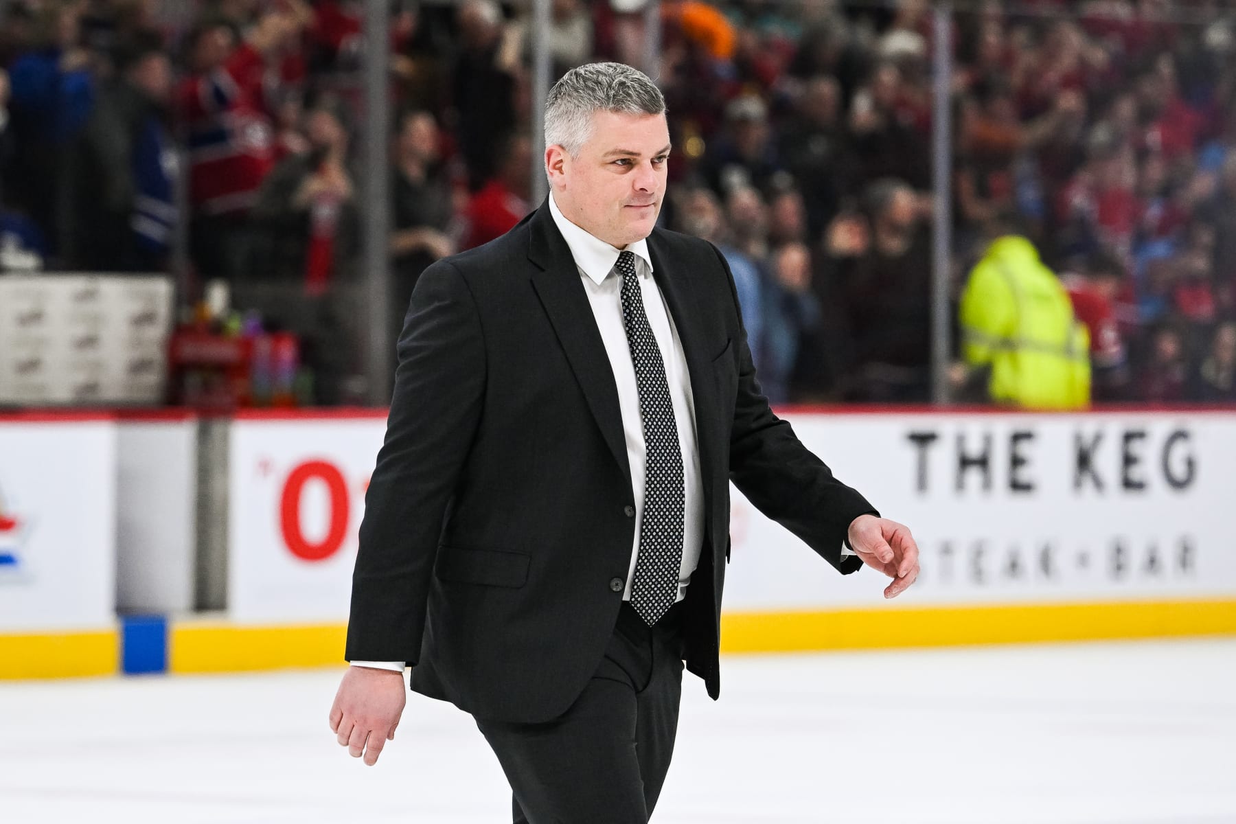 MONTREAL, QC - JANUARY 21: Toronto Maple Leafs head coach Sheldon Keefe walks off the ice after the Toronto Maple Leafs loss during the Toronto Maple Leafs versus the Montreal Canadiens game on January 21, 2023, at Bell Centre in Montreal, QC (Photo by David Kirouac/Icon Sportswire via Getty Images)