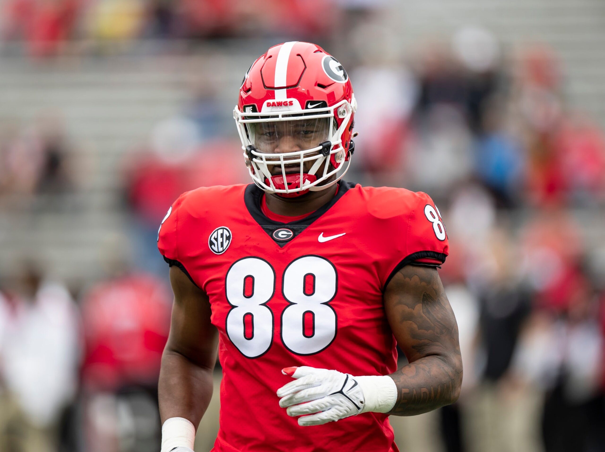 ATHENS, GA - APRIL 16: Jalen Carter #88 before the Georgia Bulldogs Spring game at Sanford Stadium on April 16, 2022 in Athens, Georgia. (Photo by Steve Limentani/ISI Photos/Getty Images) ATHENS, GA - APRIL 16: Jalen Carter #88 before the Georgia Bulldogs Spring game at Sanford Stadium on April 16, 2022 in Athens, Georgia. (Photo by Steve Limentani/ISI Photos/Getty Images)