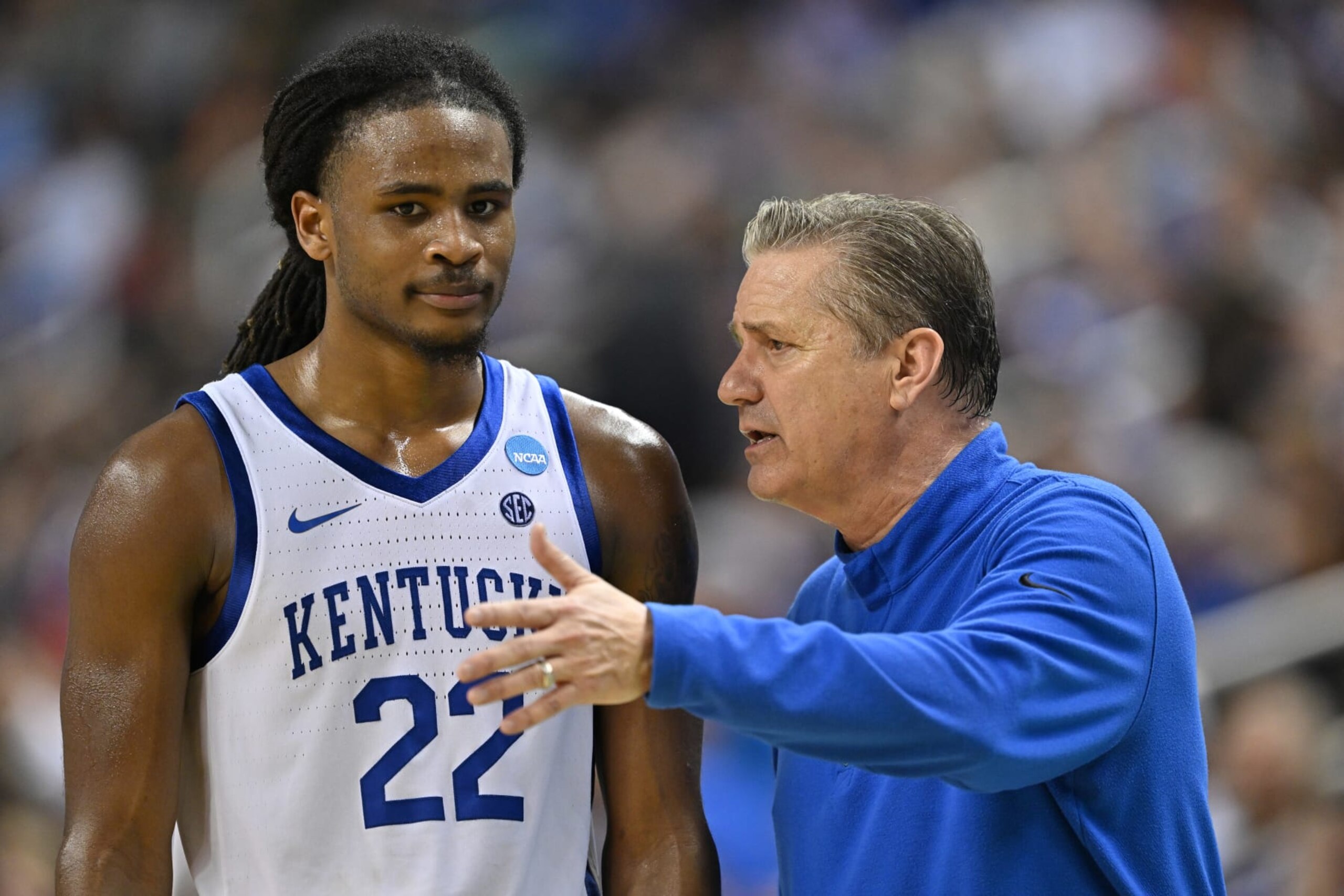 Cason Wallace and head coach John Calipari