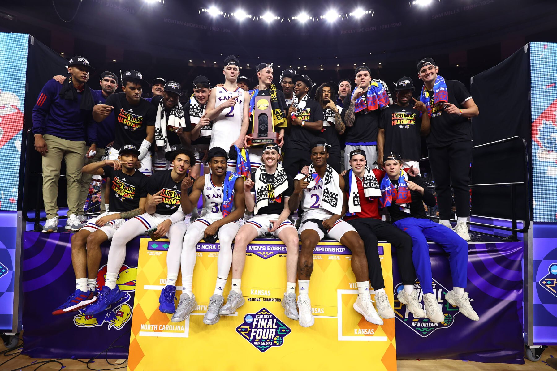 Kansas celebrates winning the 2022 national championship in New Orleans