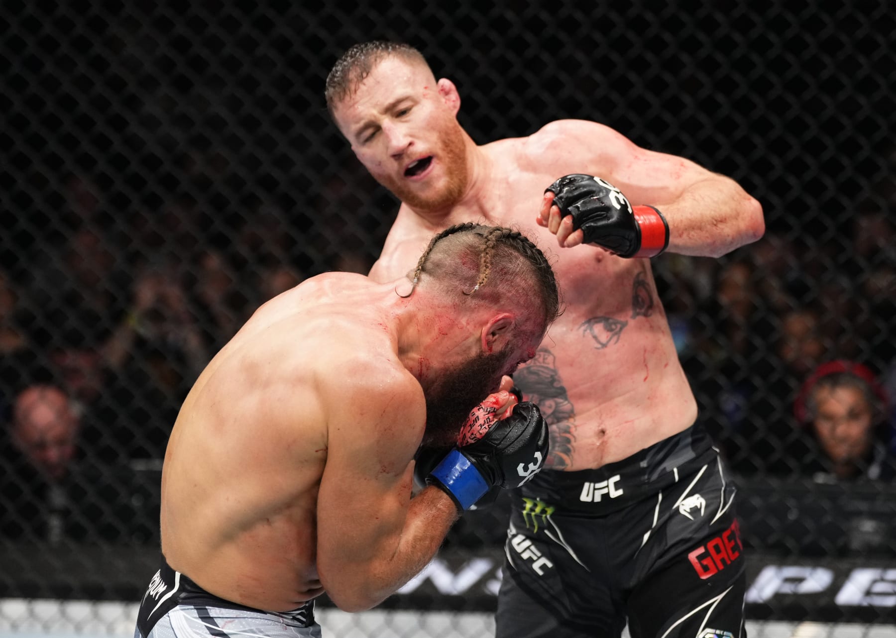 Justin Gaethje punches Rafael Fiziev