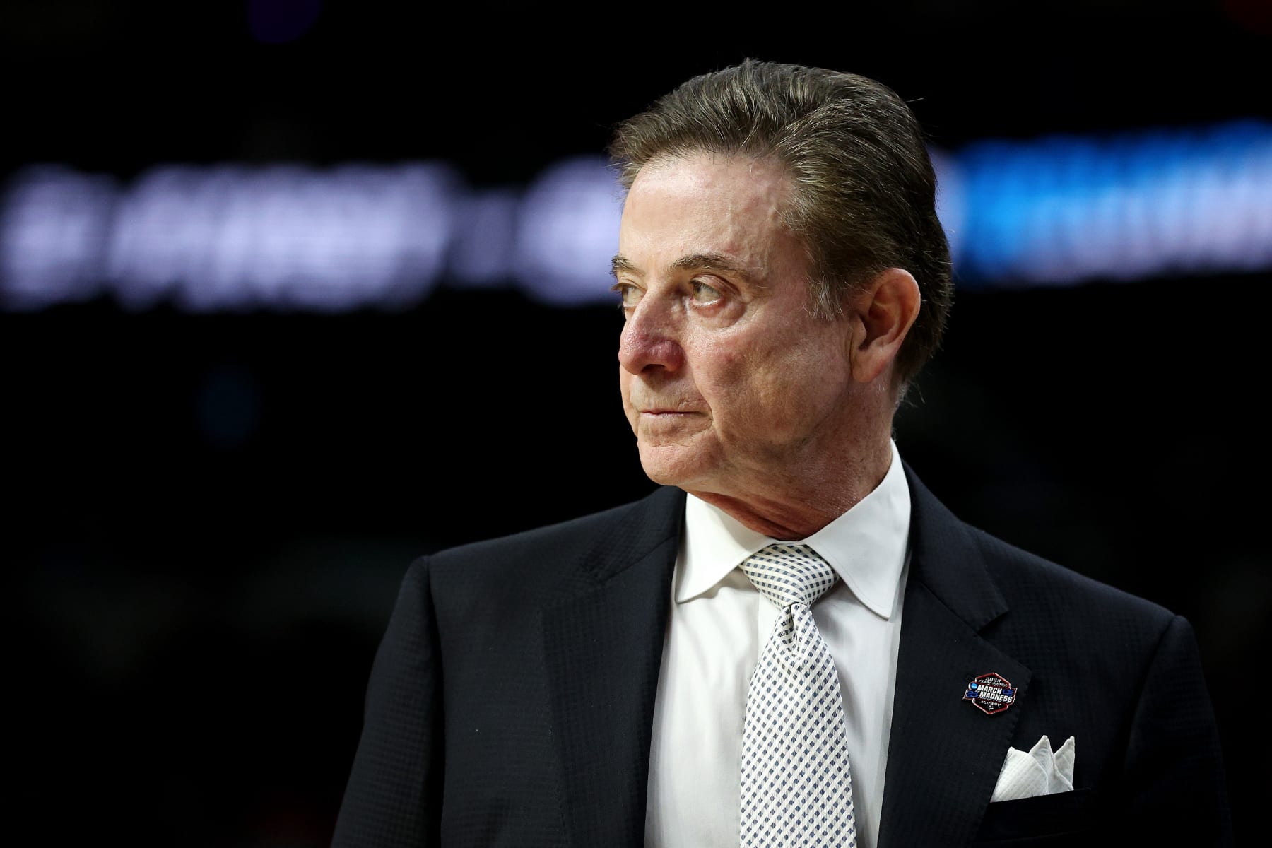 ALBANY, NEW YORK - MARCH 17: Head coach Rick Pitino of the Iona Gaels looks on in the first half against the Connecticut Huskies during the first round of the NCAA Men's Basketball Tournament at MVP Arena on March 17, 2023 in Albany, New York. (Photo by Rob Carr/Getty Images)