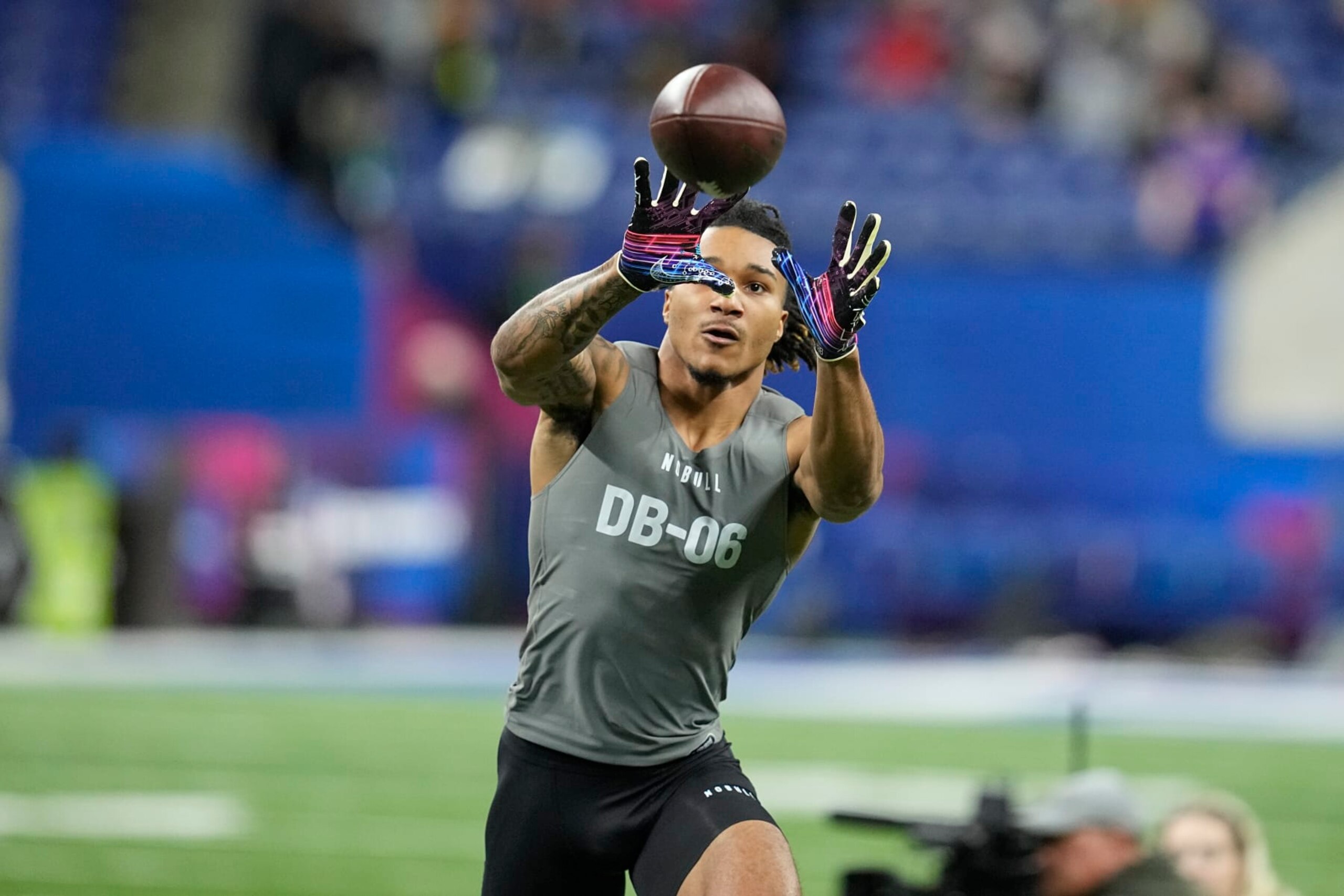 Alabama defensive back Brian Branch runs a drill at the NFL football scouting combine in Indianapolis, Friday, March 3, 2023. (AP Photo/Darron Cummings) Alabama defensive back Brian Branch runs a drill at the NFL football scouting combine in Indianapolis, Friday, March 3, 2023. (AP Photo/Darron Cummings)