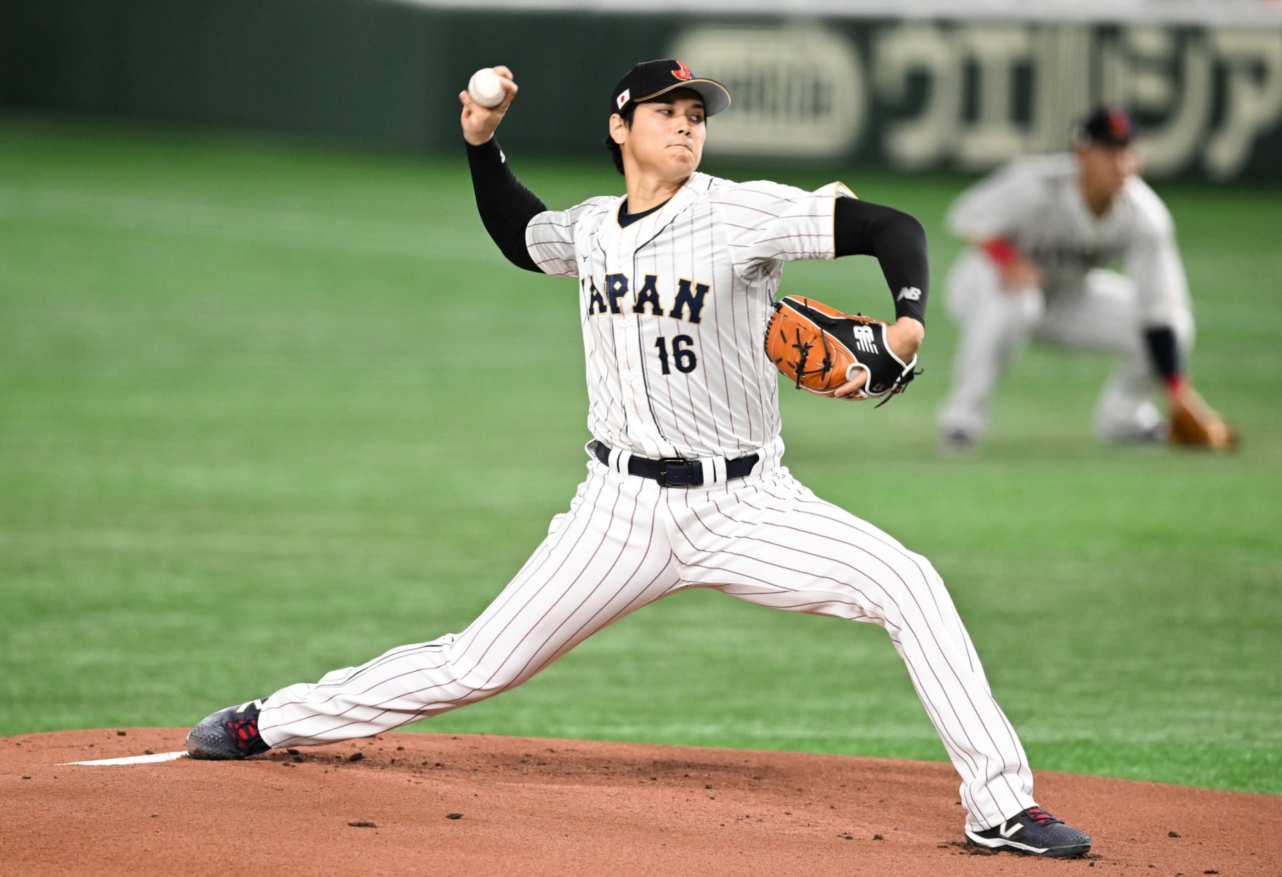 TOKYO, JAPAN - MARCH 16: Shohei Ohtani #16 of Team Japan pitches in the top of the first inning during the World Baseball Classic quarterfinal between Italy and Japan at Tokyo Dome on March 16, 2023 in Tokyo, Japan. (Photo by Gene Wang/Getty Images)