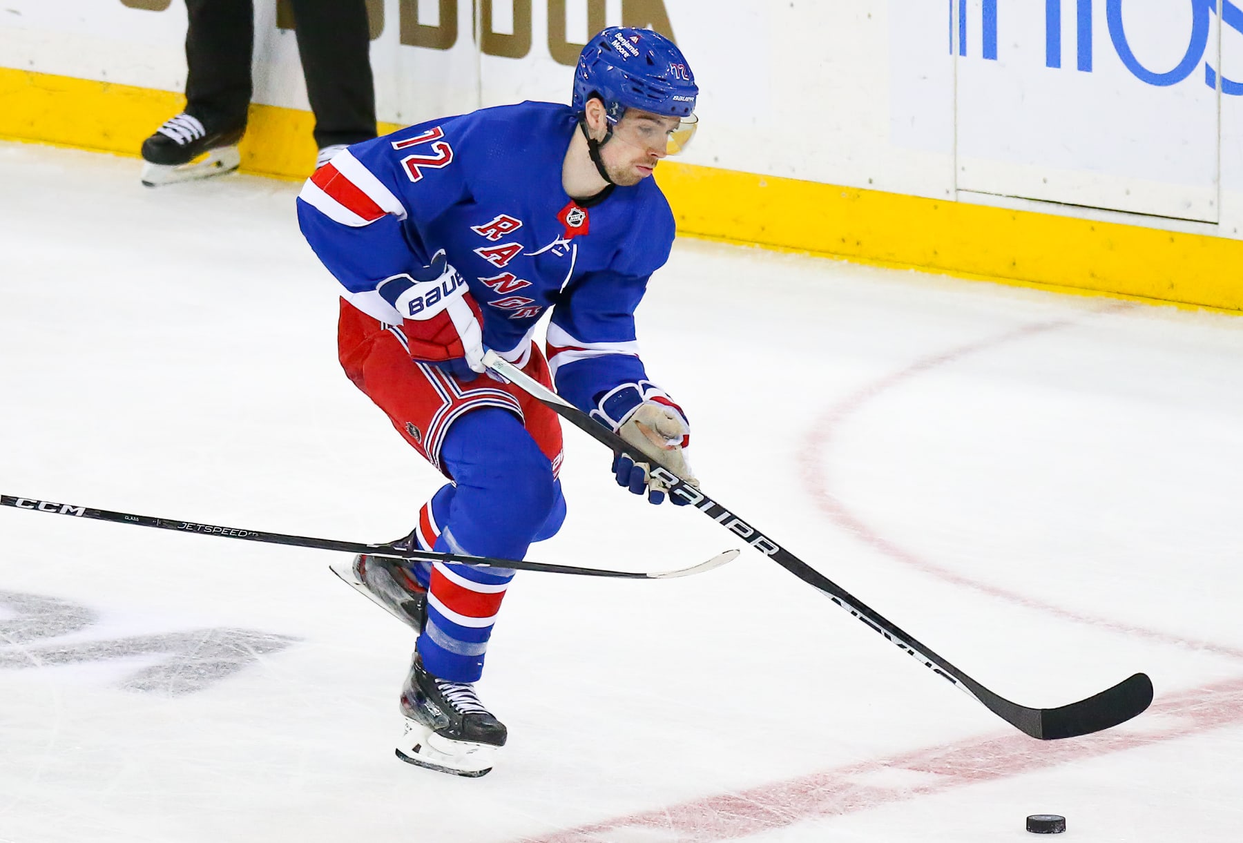 NEW YORK, NY - MARCH 19: New York Rangers Center Filip Chytil (72) in action during the third period of the National Hockey League game between the Nashville Predators and the New York Rangers on March 19, 2023 at Madison Square Garden in New York, NY. (Photo by Joshua Sarner/Icon Sportswire via Getty Images)