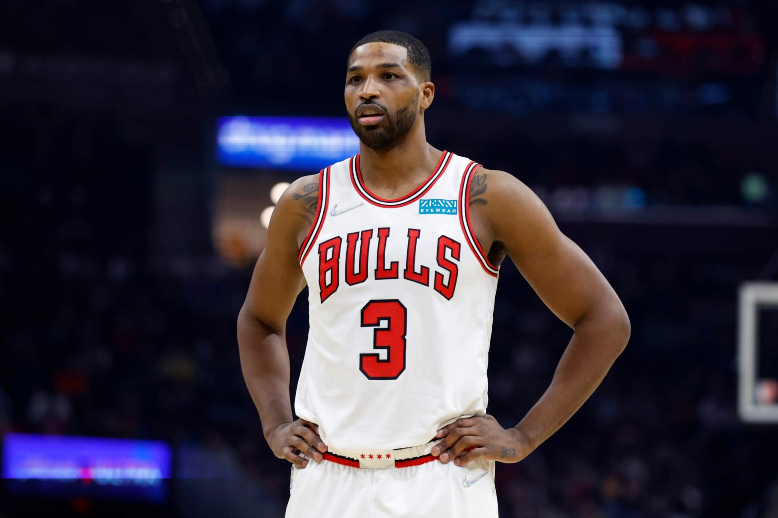 Chicago Bulls' Tristan Thompson plays against the Cleveland Cavaliers during the first half of an NBA basketball game, Saturday, March 26, 2022, in Cleveland. (AP Photo/Ron Schwane) Chicago Bulls' Tristan Thompson plays against the Cleveland Cavaliers during the first half of an NBA basketball game, Saturday, March 26, 2022, in Cleveland. (AP Photo/Ron Schwane)