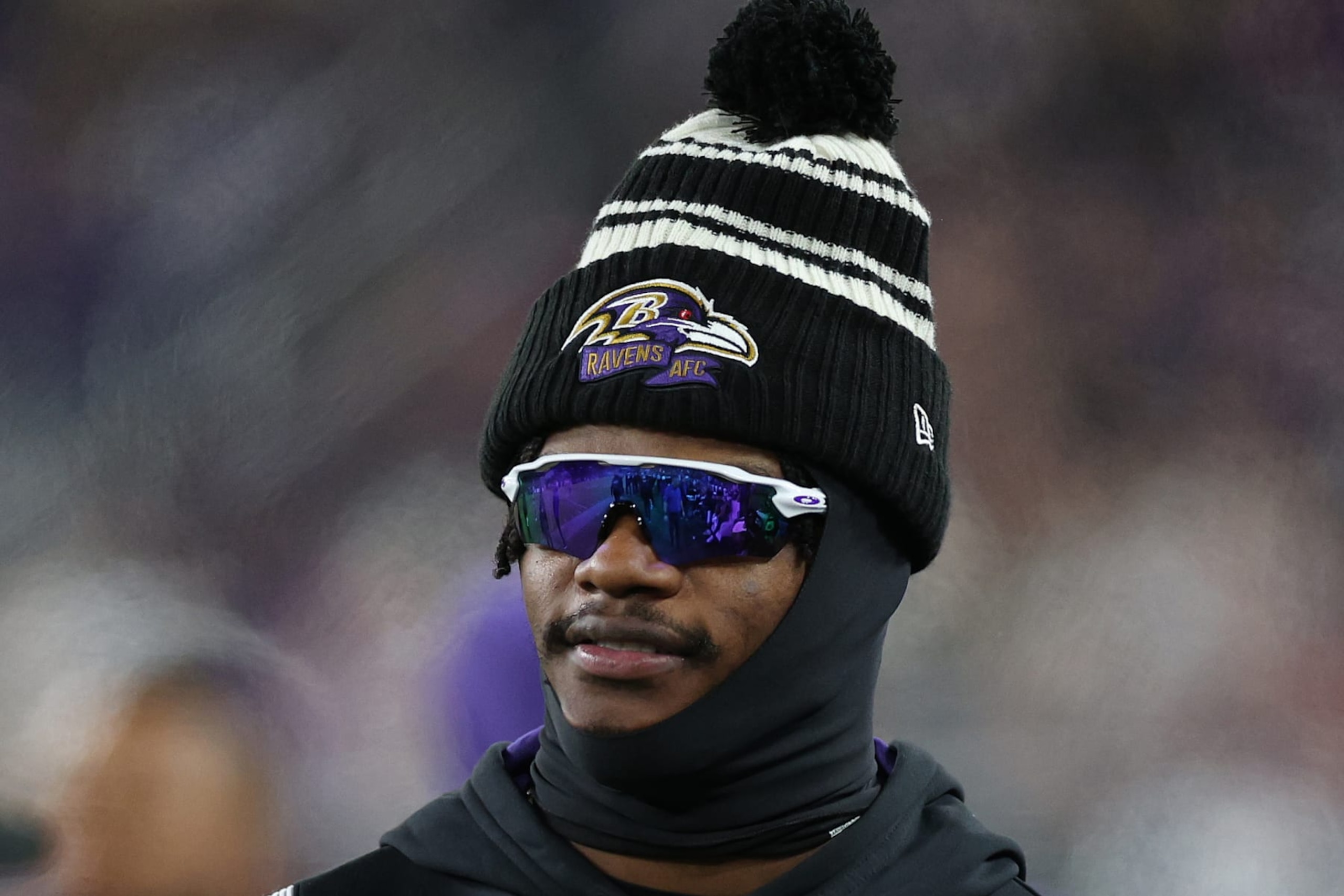 BALTIMORE, MARYLAND - JANUARY 01: Lamar Jackson #8 of the Baltimore Ravens looks on against the Pittsburgh Steelers during the third quarter at M&T Bank Stadium on January 01, 2023 in Baltimore, Maryland. (Photo by Patrick Smith/Getty Images)