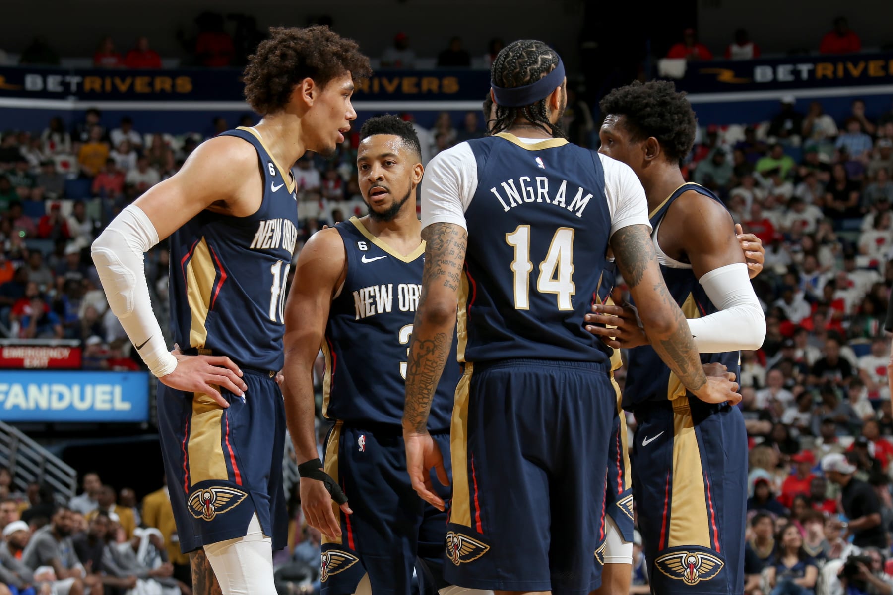 Jaxson Hayes, CJ McCollum, Brandon Ingram and Josh Richardson