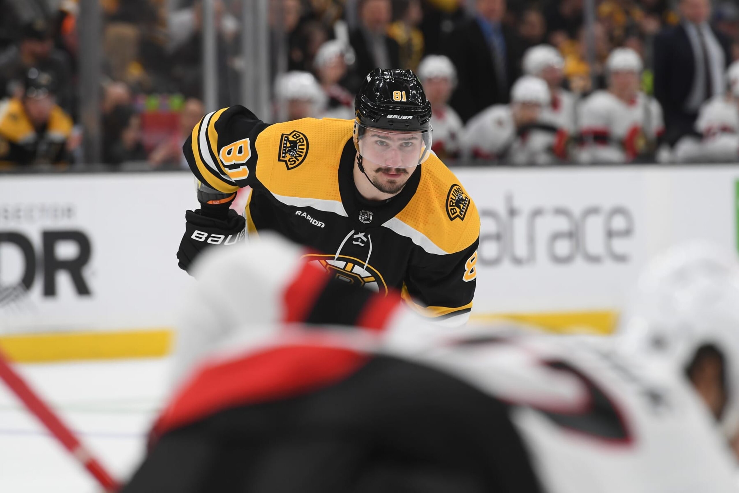 BOSTON, MASSACHUSETTS - MARCH 21: Dmitry Orlov #81 of the Boston Bruins waits for a face off against the Ottawa Senators at the TD Garden on March 21, 2023 in Boston, Massachusetts. (Photo by Steve Babineau/NHLI via Getty Images)