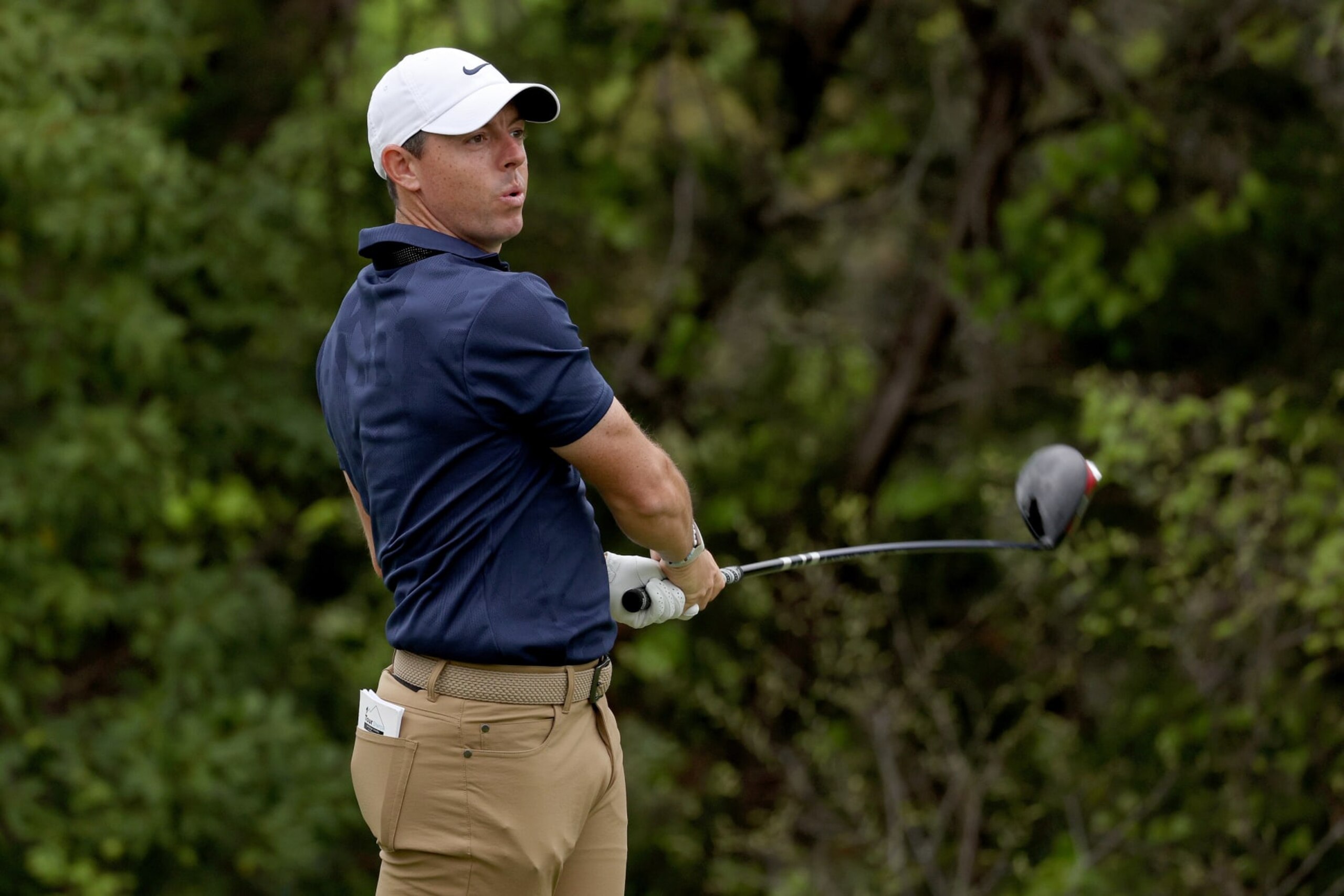 AUSTIN, TEXAS - MARCH 22: Rory McIlroy of Northern Ireland follows his shot from the second tee during day one of the World Golf Championships-Dell Technologies Match Play at Austin Country Club on March 22, 2023 in Austin, Texas. (Photo by Harry How/Getty Images)