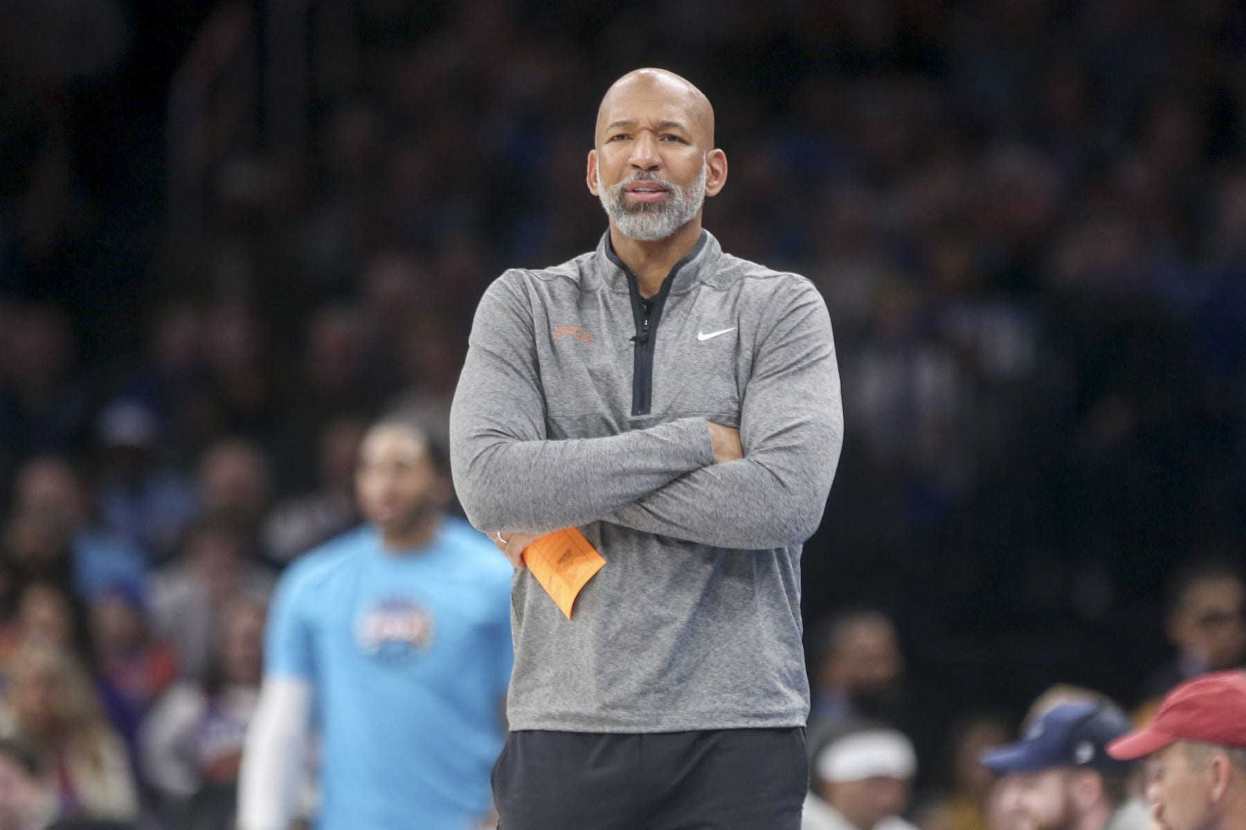 OKLAHOMA CITY, OKLAHOMA - MARCH 19: Head coach Monty Williams of the Phoneix Suns coaches during the first quarter against the Oklahoma City Thunder at Paycom Center on March 19, 2023 in Oklahoma City, Oklahoma. NOTE TO USER: User expressly acknowledges and agrees that, by downloading and or using this photograph, User is consenting to the terms and conditions of the Getty Images License Agreement.  (Photo by Ian Maule/Getty Images)