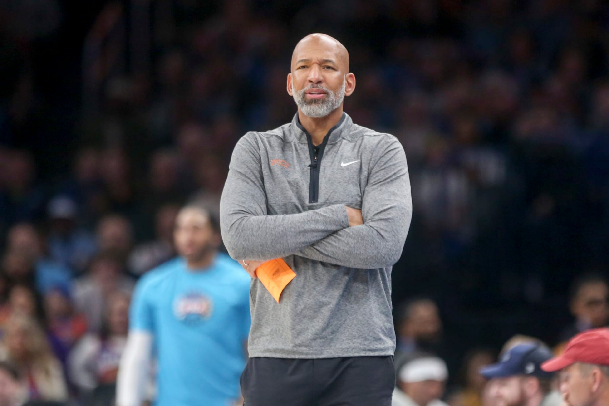OKLAHOMA CITY, OKLAHOMA - MARCH 19: Head coach Monty Williams of the Phoneix Suns coaches during the first quarter against the Oklahoma City Thunder at Paycom Center on March 19, 2023 in Oklahoma City, Oklahoma. NOTE TO USER: User expressly acknowledges and agrees that, by downloading and or using this photograph, User is consenting to the terms and conditions of the Getty Images License Agreement.  (Photo by Ian Maule/Getty Images)