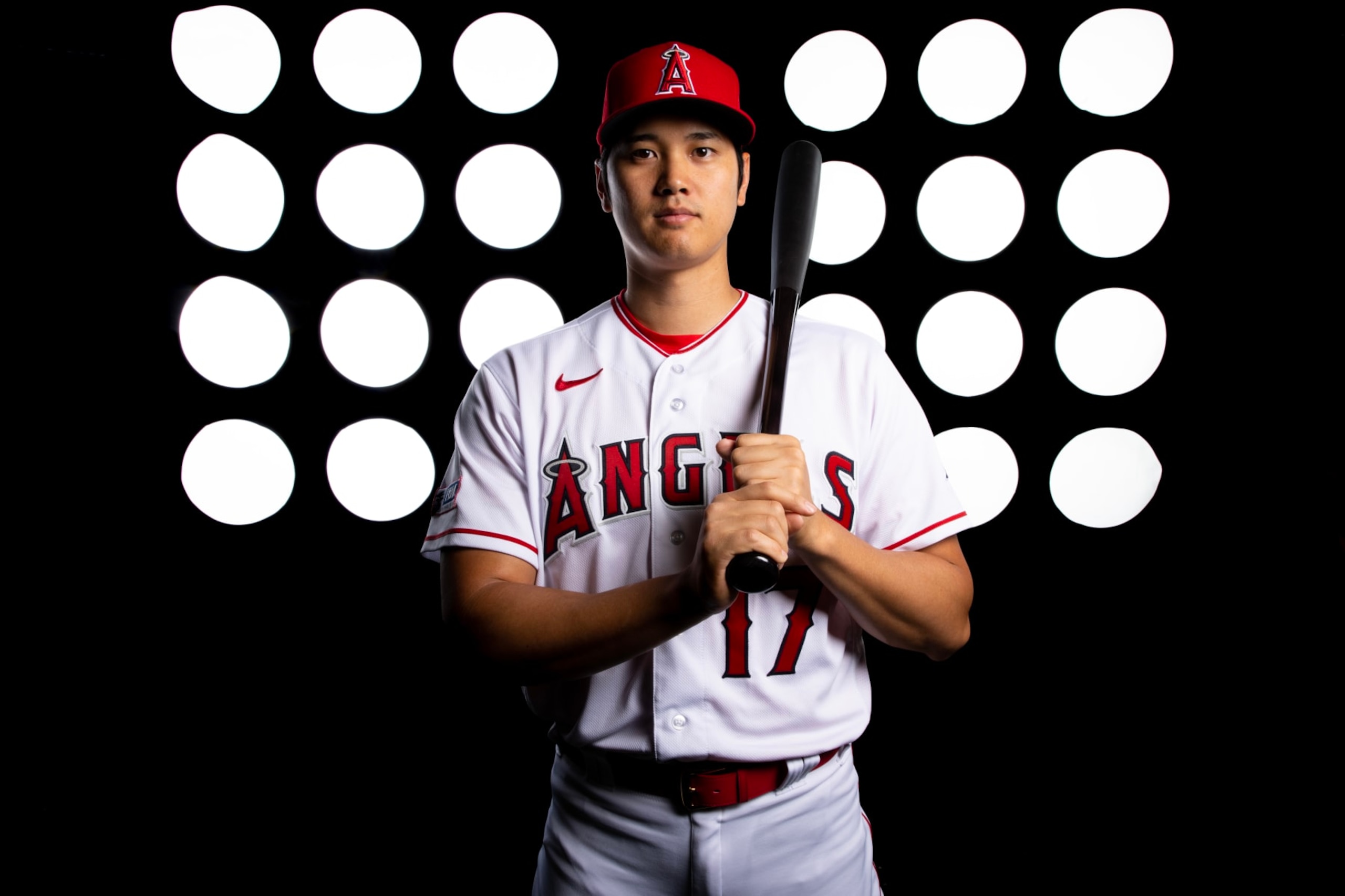 TEMPE, AZ - FEBRUARY 21: Shohei Ohtani #17 of the Los Angeles Angels poses for a photo during the Los Angeles Angels Photo Day at Tempe Diablo Stadium on Tuesday, February 21, 2023 in Tempe, Arizona. (Photo by Daniel Shirey/MLB Photos via Getty Images)