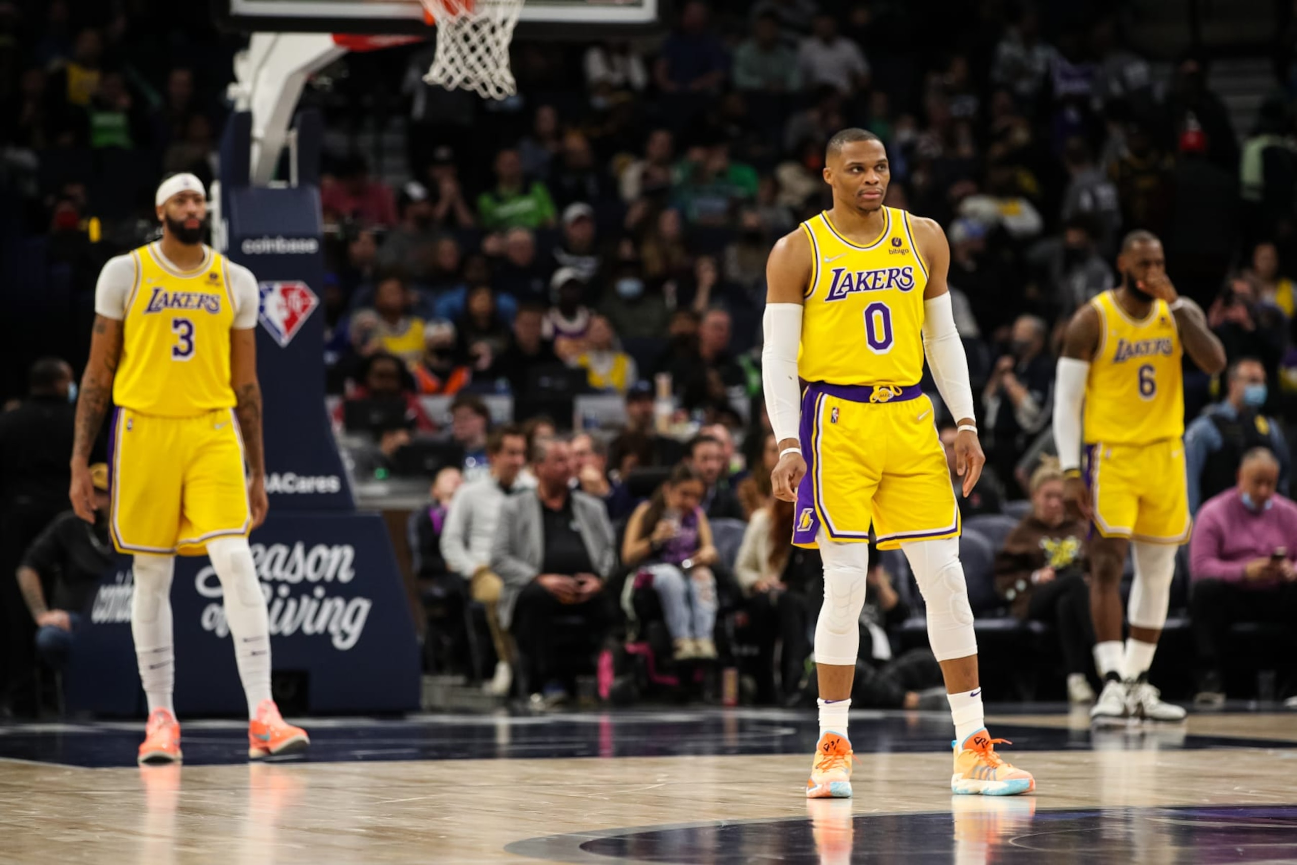 Anthony Davis, Russell Westbrook and LeBron James