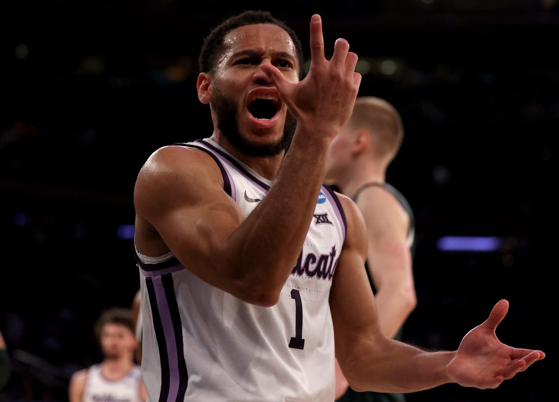 Markquis Nowell celebrates a basket at Madison Square Garden on Thursday.