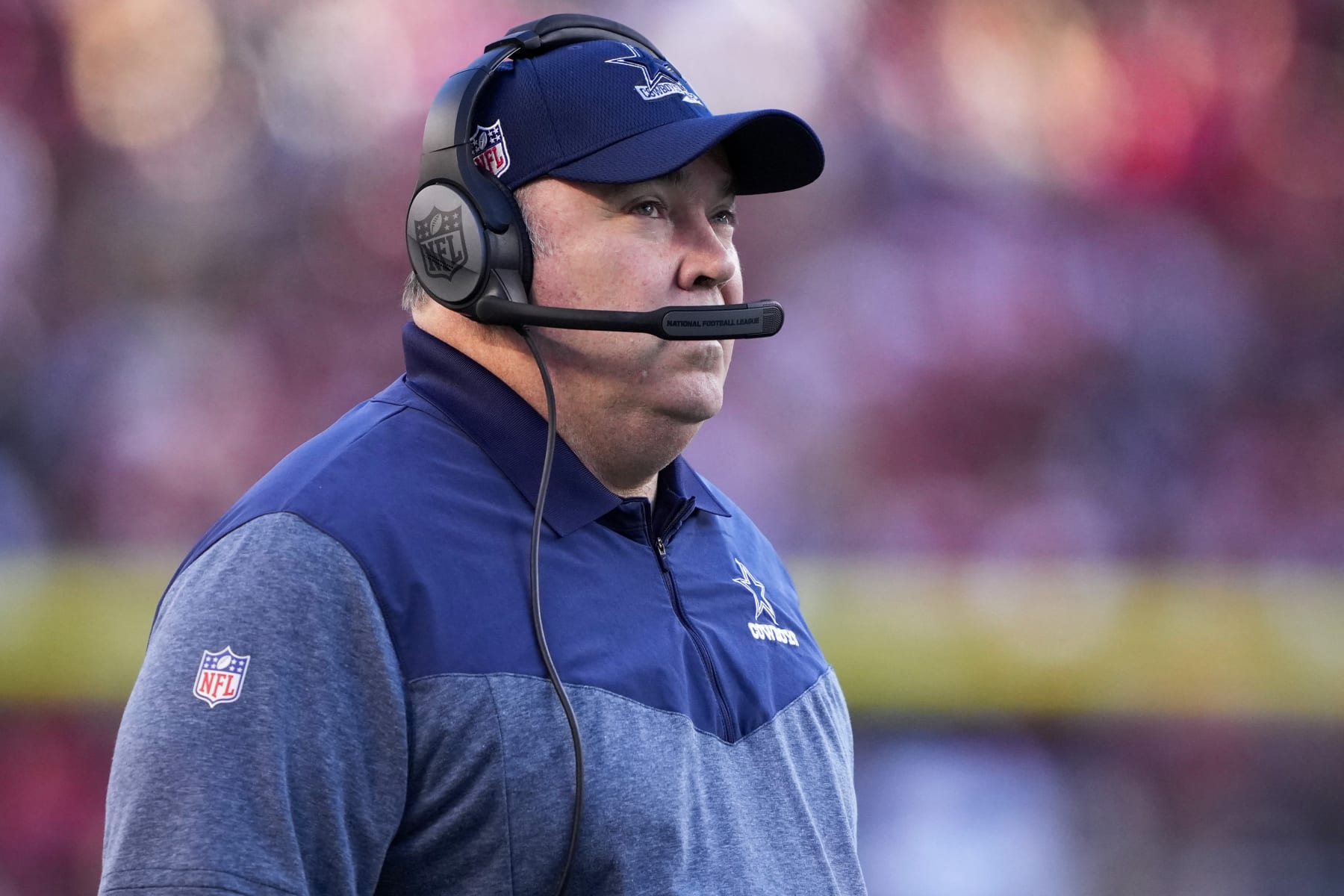SANTA CLARA, CALIFORNIA - JANUARY 22: Head coach Mike McCarthy of the Dallas Cowboys looks on against the San Francisco 49ers during the first half in the NFC Divisional Playoff game at Levi's Stadium on January 22, 2023 in Santa Clara, California. (Photo by Thearon W. Henderson/Getty Images)