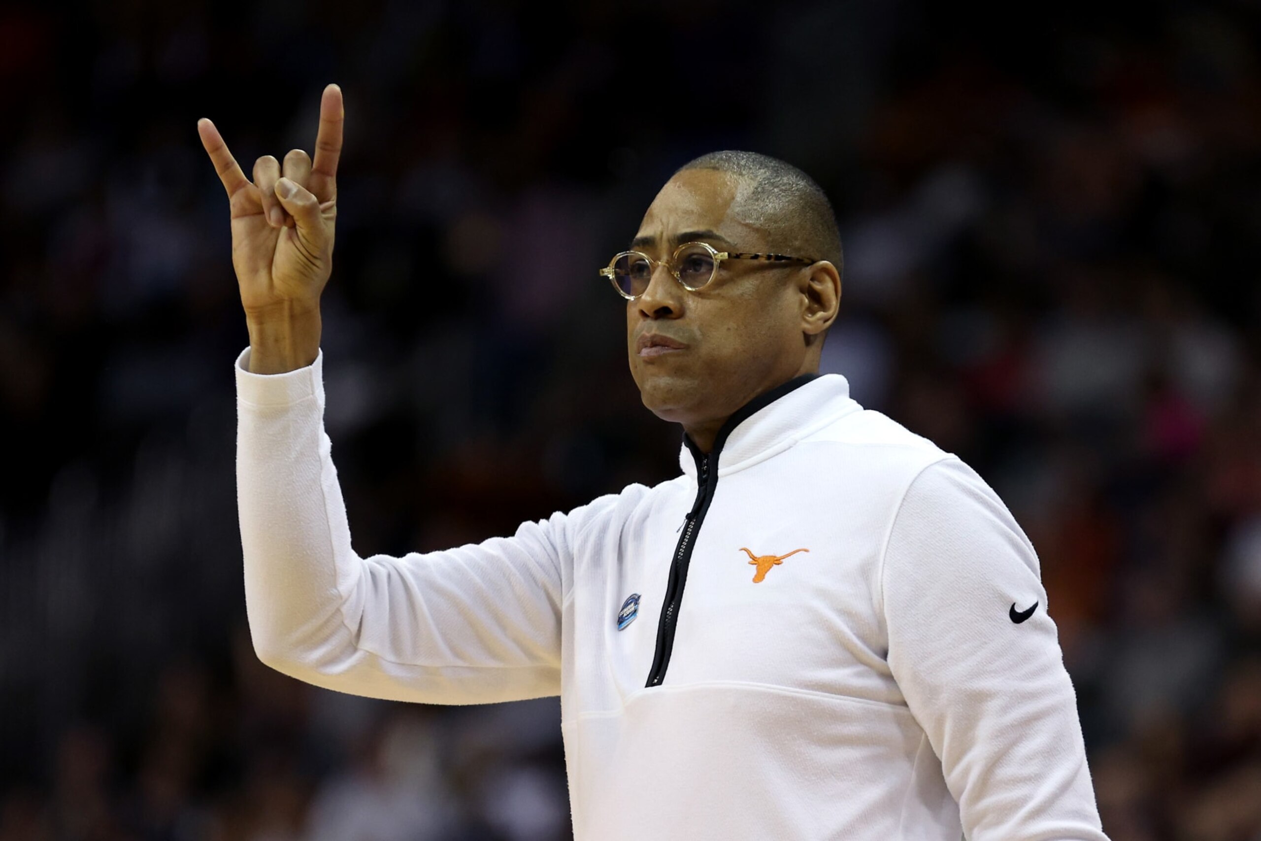 KANSAS CITY, MISSOURI - MARCH 24: Head coach Rodney Terry of the Texas Longhorns calls out a play against the Xavier Musketeers during the first half in the Sweet 16 round of the NCAA Men's Basketball Tournament at T-Mobile Center on March 24, 2023 in Kansas City, Missouri. (Photo by Jamie Squire/Getty Images)