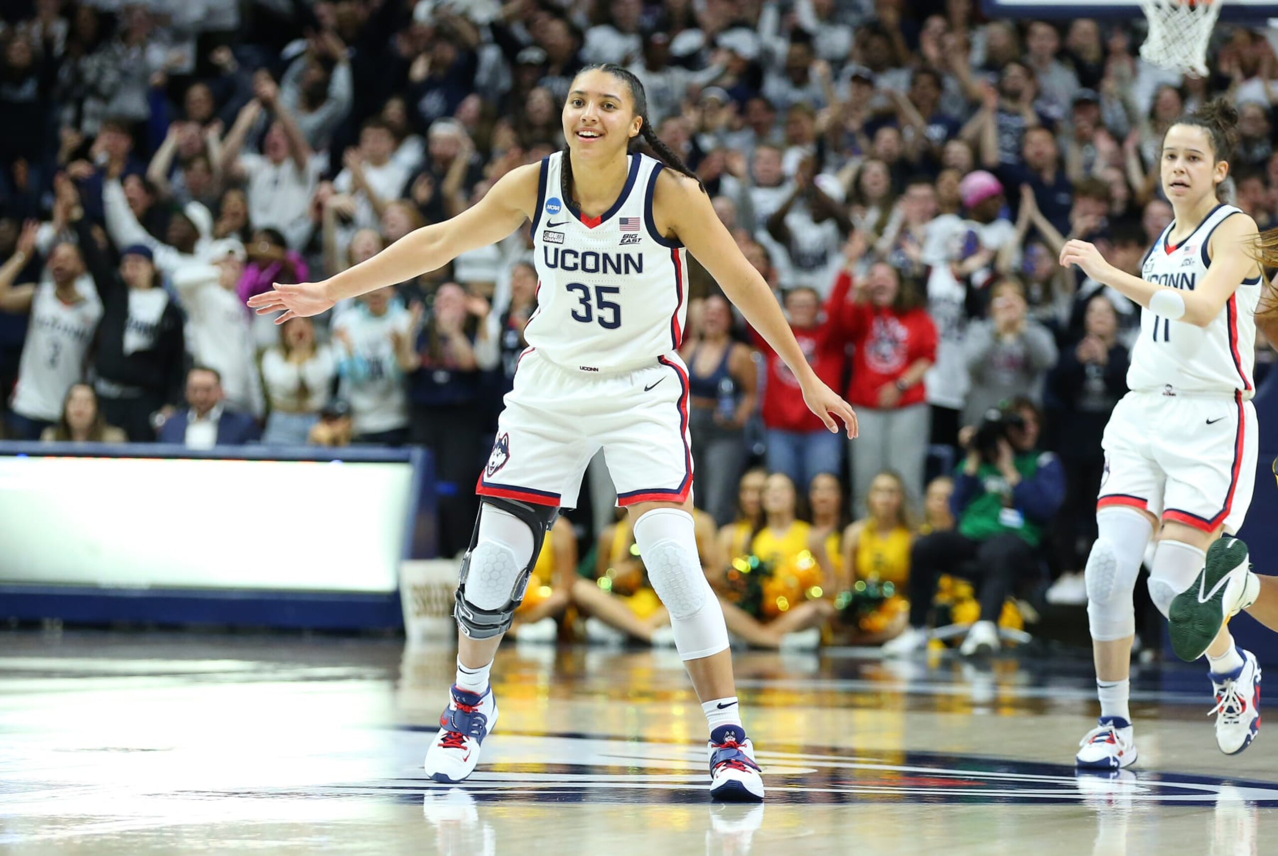 STORRS, CT - MARCH 20: UConn Huskies guard Azzi Fudd (35) smiles after making several consecutive baskets during the Baylor Bears versus the UConn Huskies game in the Second Round of the NCAA Women's Basketball Championship Seattle Regional 3 on March 20, 2023, at Gampel Pavilion in Storrs, CT. (Photo by M. Anthony Nesmith/Icon Sportswire via Getty Images) STORRS, CT - MARCH 20: UConn Huskies guard Azzi Fudd (35) smiles after making several consecutive baskets during the Baylor Bears versus the UConn Huskies game in the Second Round of the NCAA Women's Basketball Championship Seattle Regional 3 on March 20, 2023, at Gampel Pavilion in Storrs, CT. (Photo by M. Anthony Nesmith/Icon Sportswire via Getty Images)