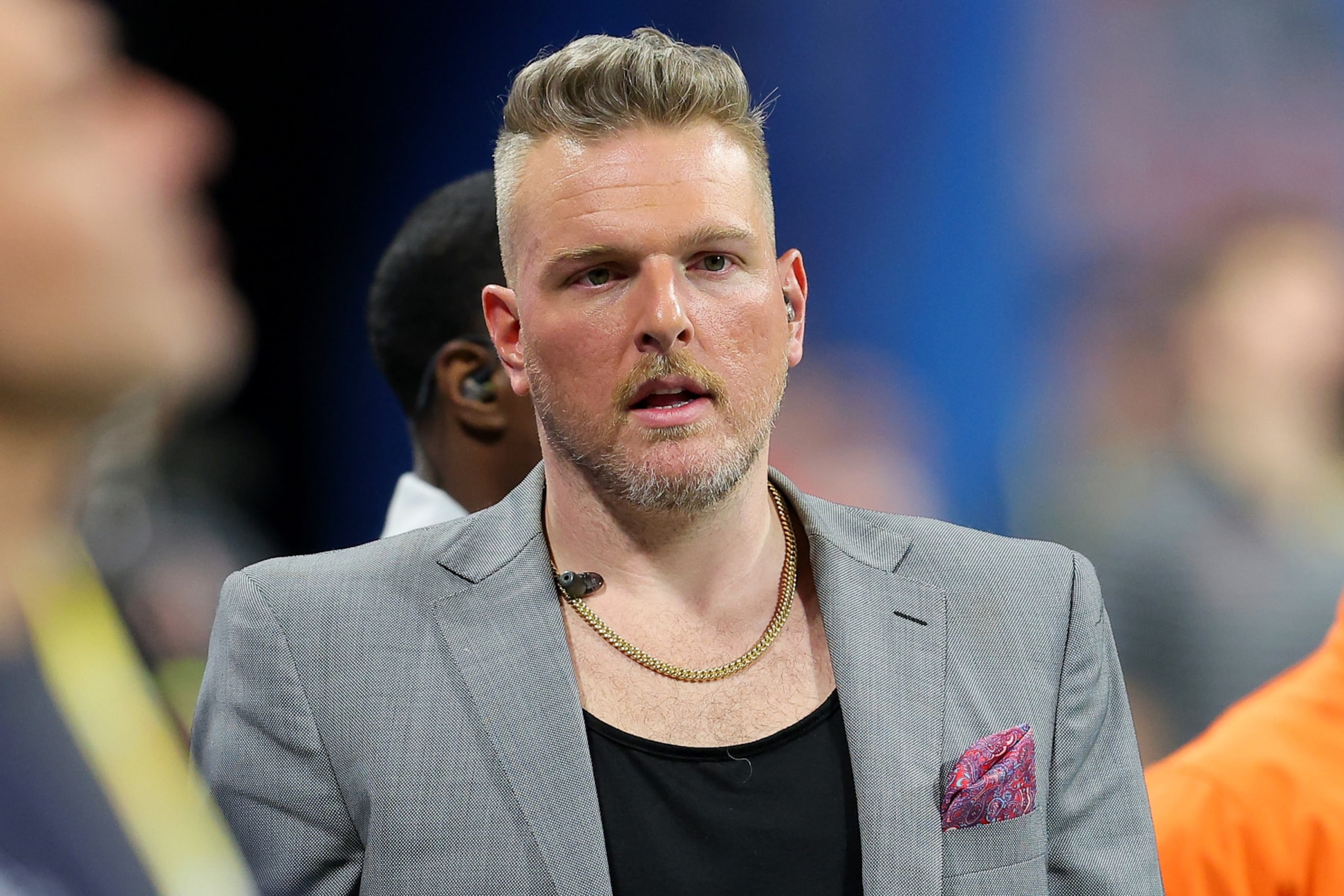 ATLANTA, GEORGIA - DECEMBER 31: Pat McAfee is seen on the field prior to the game between the Ohio State Buckeyes and the Georgia Bulldogs in the Chick-fil-A Peach Bowl at Mercedes-Benz Stadium on December 31, 2022 in Atlanta, Georgia. (Photo by Kevin C. Cox/Getty Images)