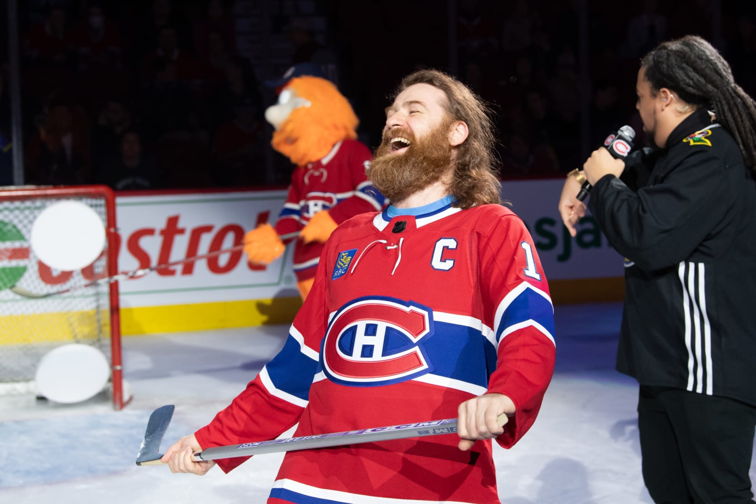 MONTREAL, CANADA - FEBRUARY 14:  of the Montreal Canadiens of the Chicago Blackhawks during the first period in the NHL game at the Centre Bell on February 14, 2023 in Montreal, Quebec, Canada. (Photo by Francois Lacasse/NHLI via Getty Images)