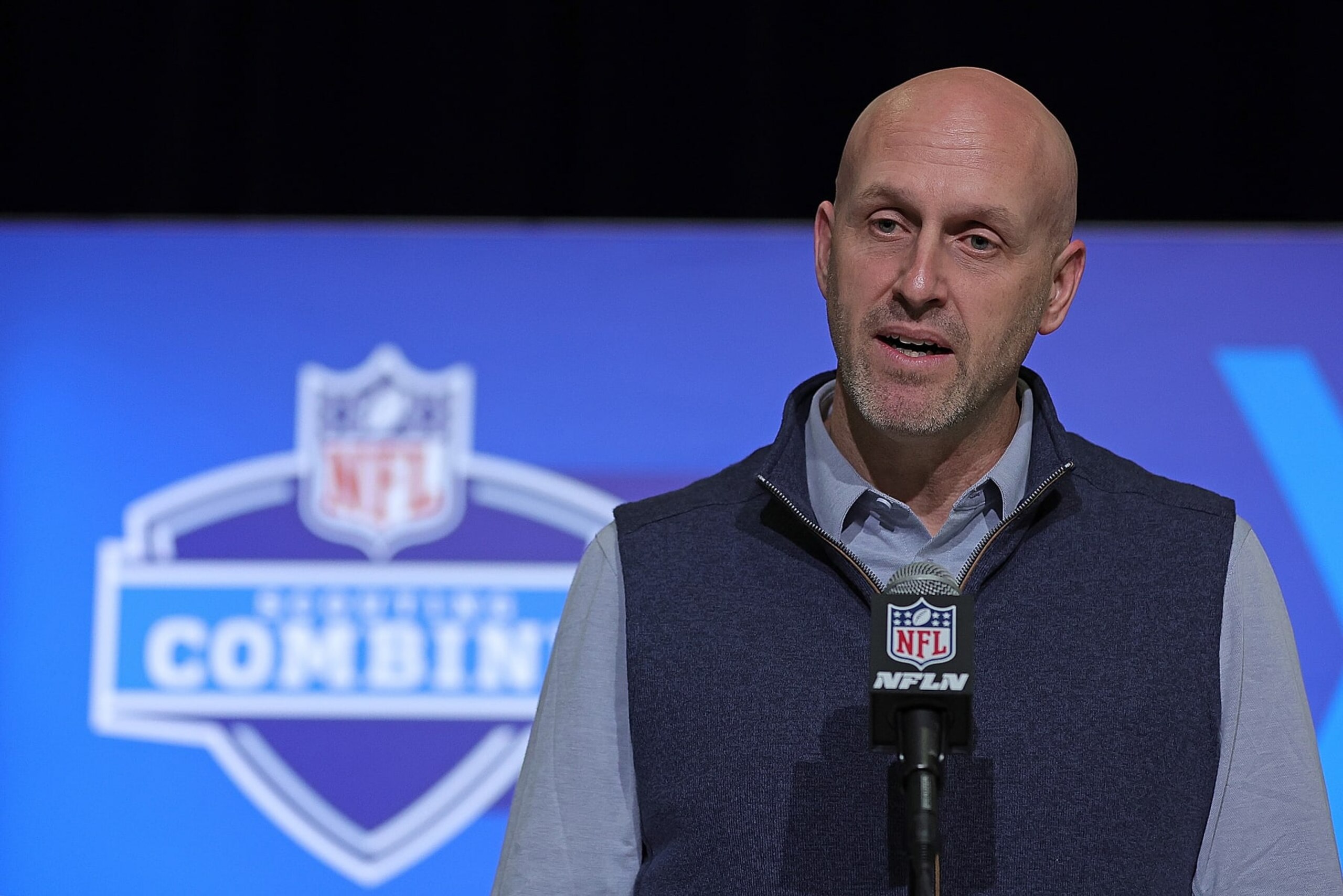 INDIANAPOLIS, INDIANA - FEBRUARY 28: General manager Monti Ossenfort of the Arizona Cardinals speaks to the media during the NFL Combine at the Indiana Convention Center on February 28, 2023 in Indianapolis, Indiana. (Photo by Stacy Revere/Getty Images)