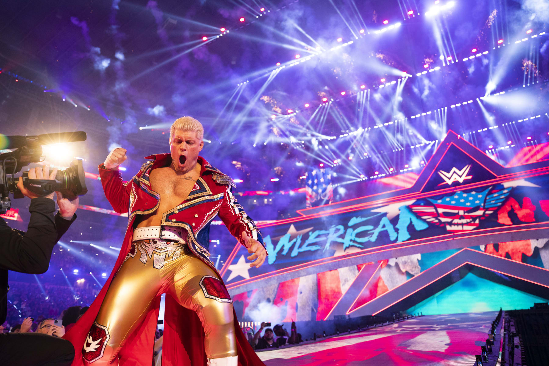 Rhodes poses for the camera before entering the ring.