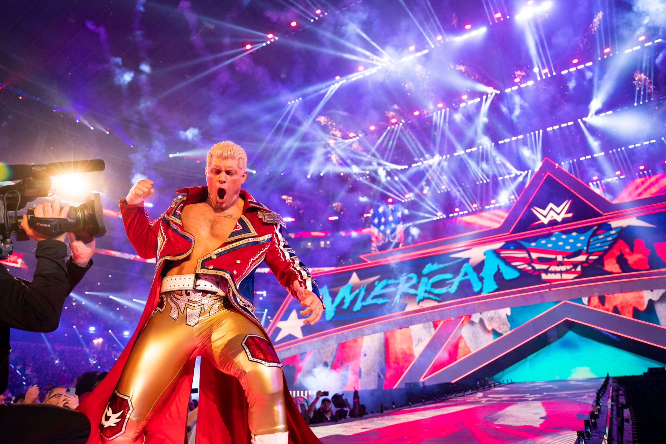 Rhodes poses for the camera before entering the ring.