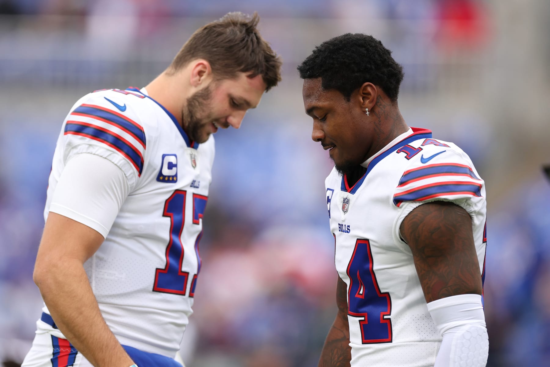 Josh Allen (left) and Stefon Diggs (right)