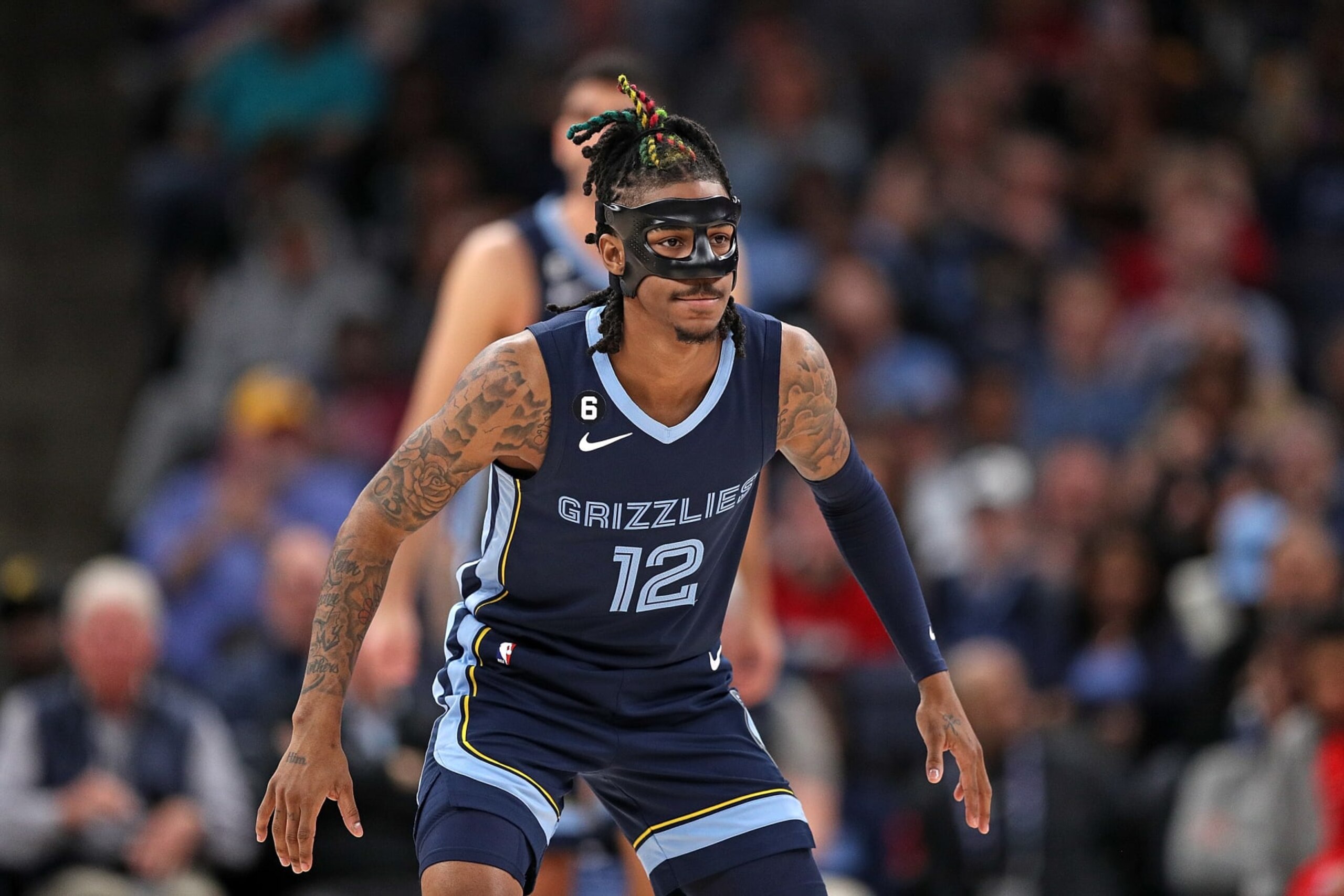 MEMPHIS, TENNESSEE - MARCH 22: Ja Morant #12 of the Memphis Grizzlies during the game against the Houston Rockets at FedExForum on March 22, 2023 in Memphis, Tennessee. NOTE TO USER: User expressly acknowledges and agrees that, by downloading and or using this photograph, User is consenting to the terms and conditions of the Getty Images License Agreement. (Photo by Justin Ford/Getty Images)