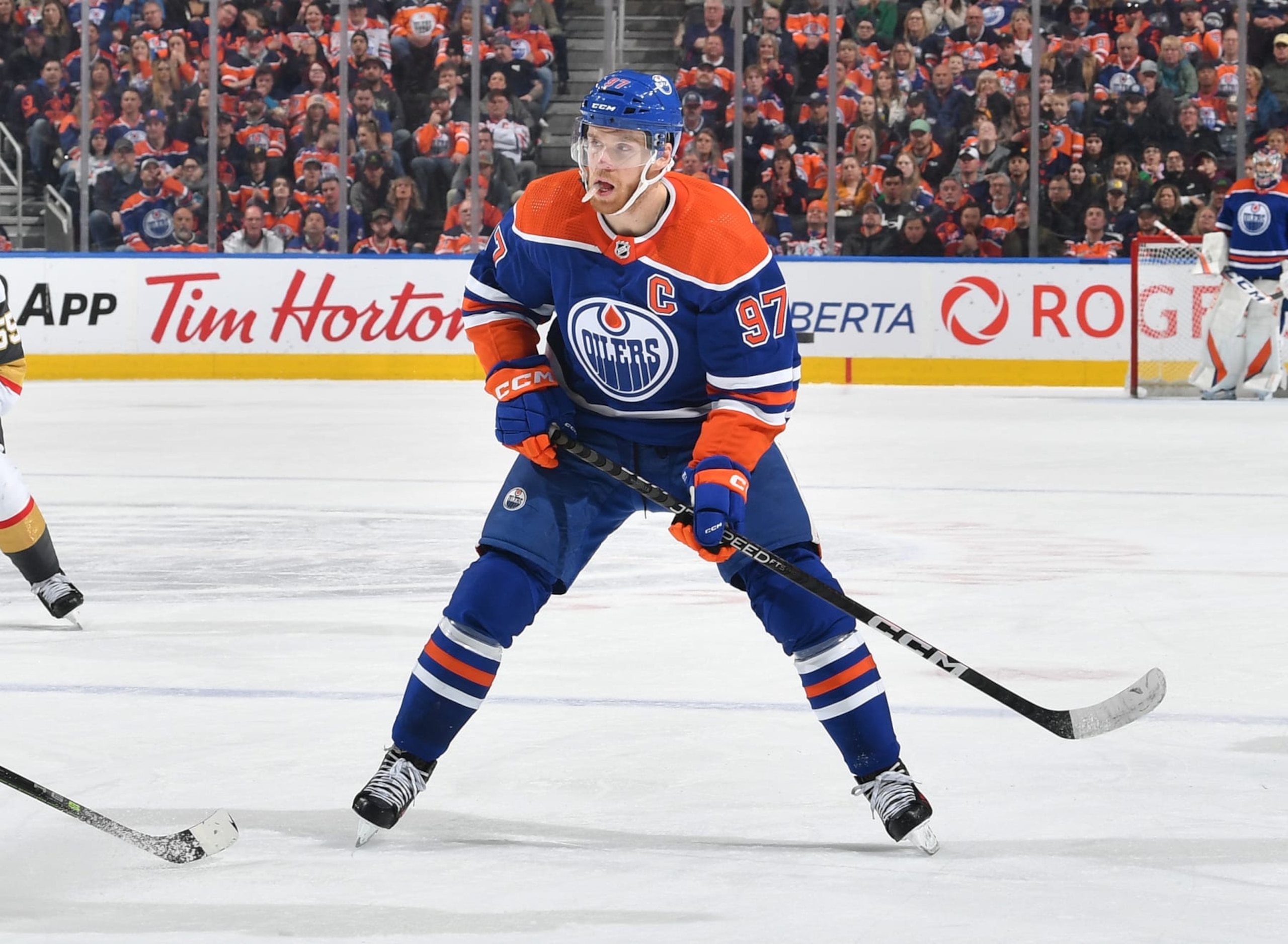 EDMONTON, CANADA - MARCH 25: Connor McDavid #97 of the Edmonton Oilers skates during the game against the Vegas Golden Knights on March 25, 2023 at Rogers Place in Edmonton, Alberta, Canada. (Photo by Andy Devlin/NHLI via Getty Images)