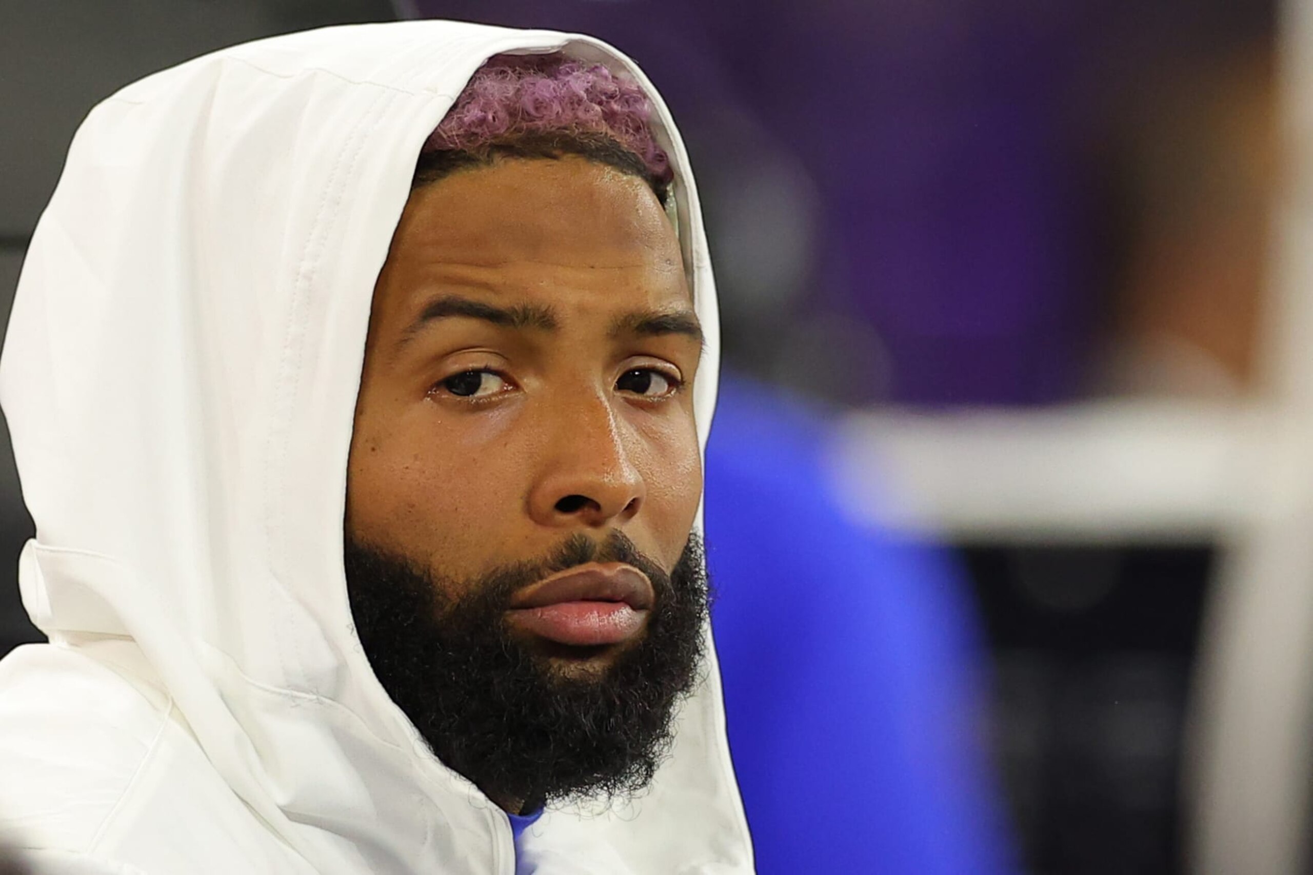 INGLEWOOD, CALIFORNIA - FEBRUARY 13: Odell Beckham Jr. #3 of the Los Angeles Rams looks on from the bench area in the fourth quarter against the Cincinnati Bengals during Super Bowl LVI at SoFi Stadium on February 13, 2022 in Inglewood, California. (Photo by Kevin C. Cox/Getty Images)